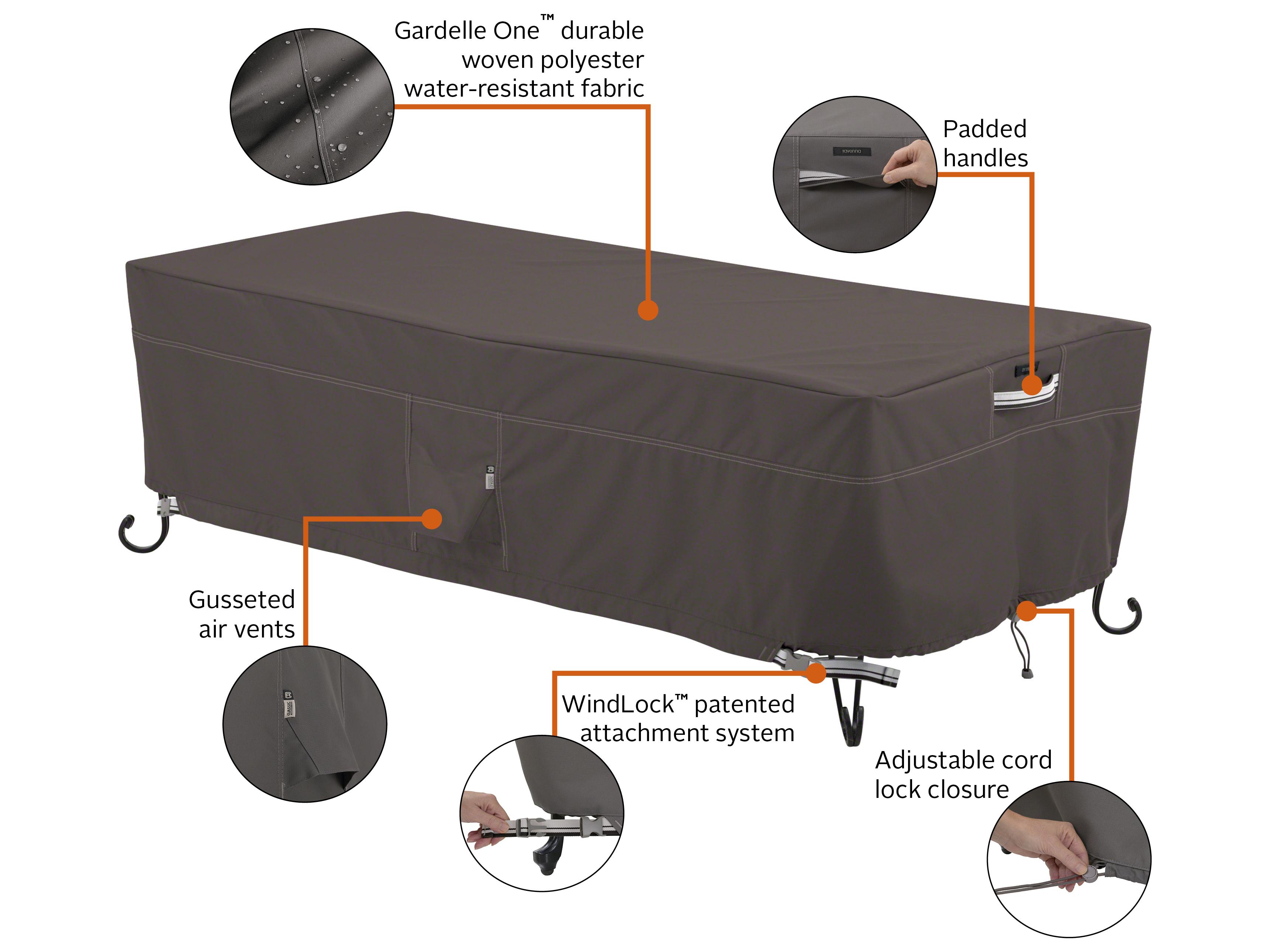 Duck Covers Ravenna Dark Taupe 62 Inch Rectangular Fire Pit Table Cover