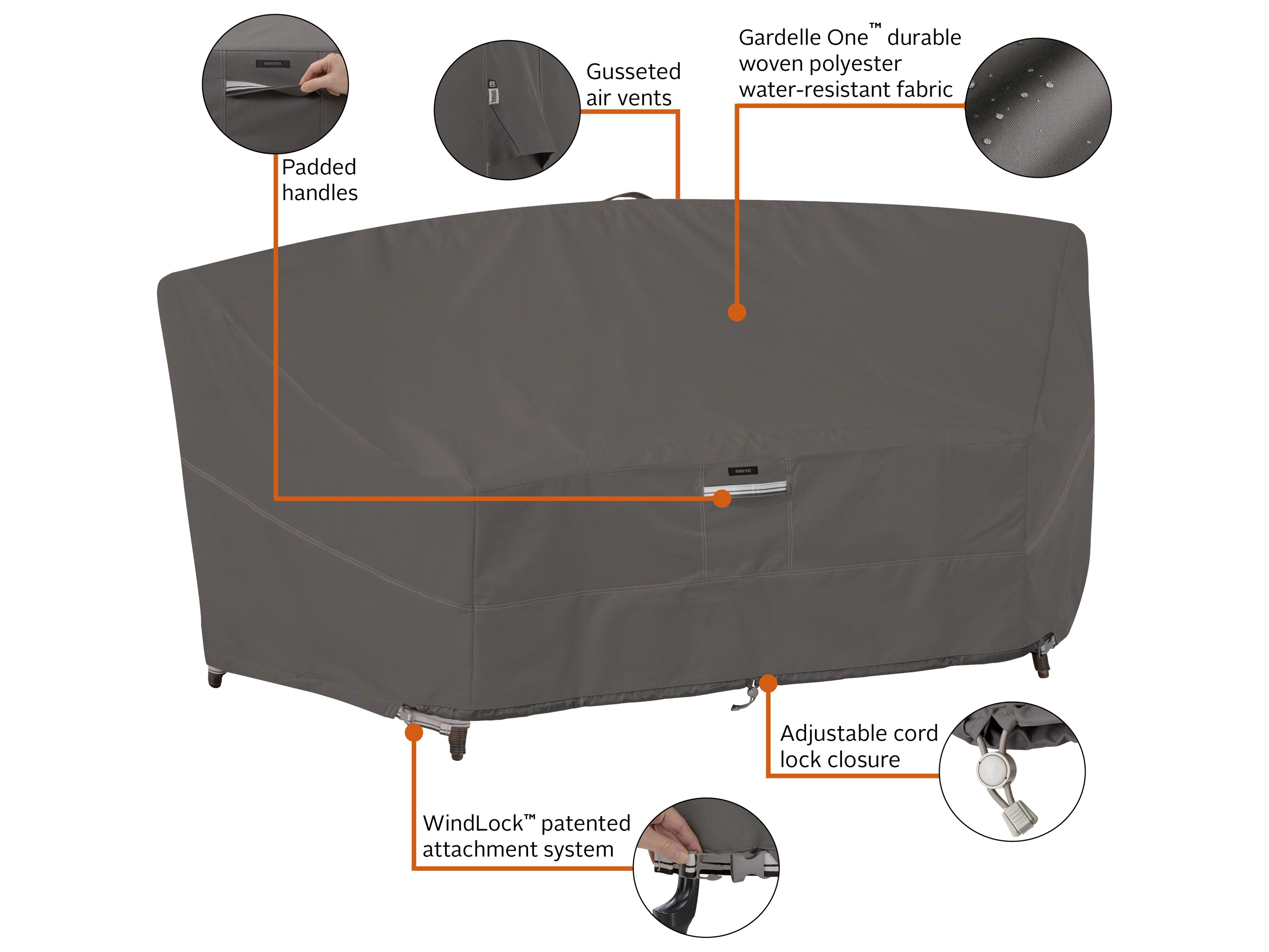 Duck Covers Ravenna Dark Taupe 92 Inch Curved Sofa Sectional Cover