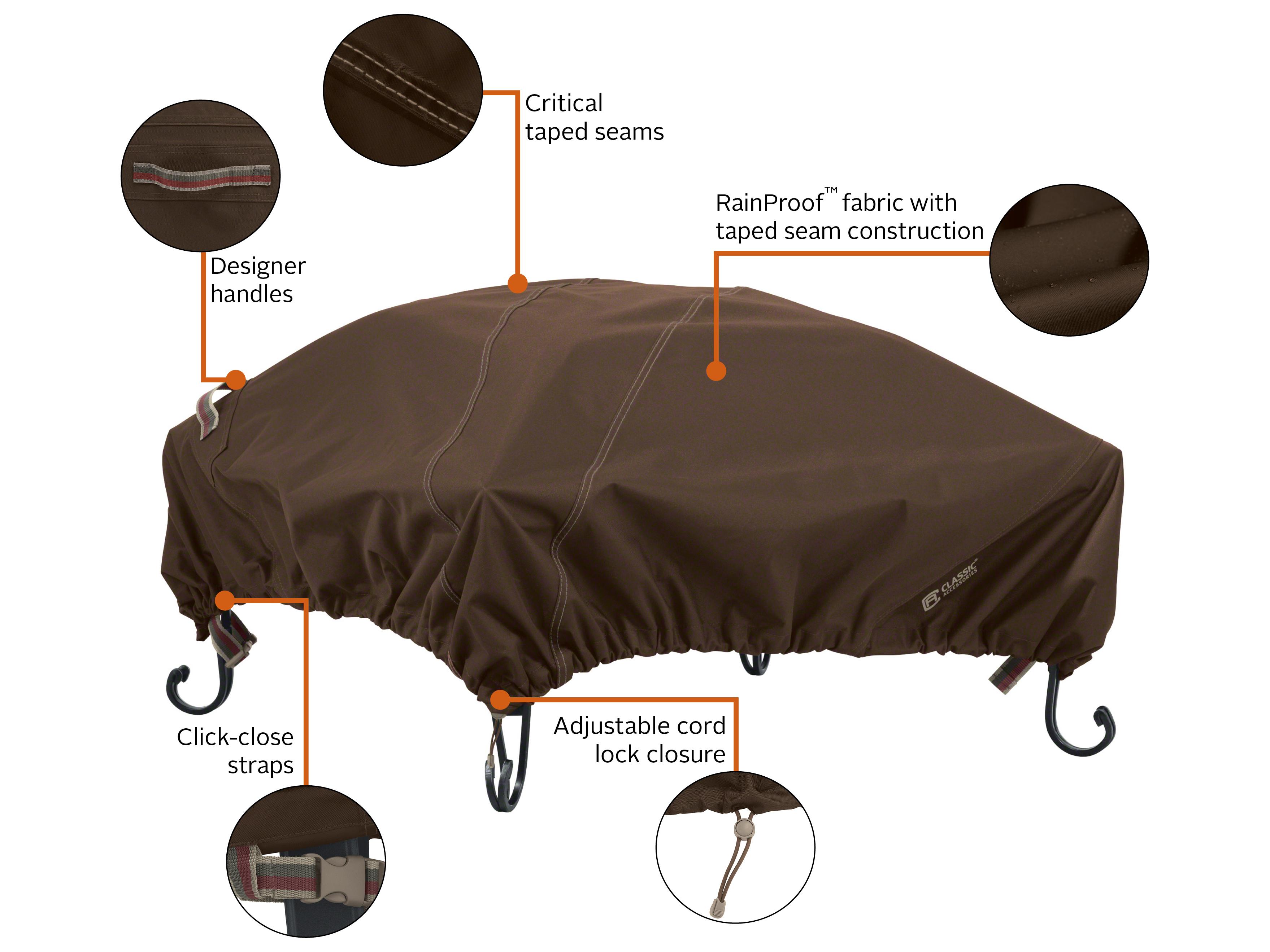 Duck Covers Madrona Dark Cocoa 45 Inch Square Firepit Cover