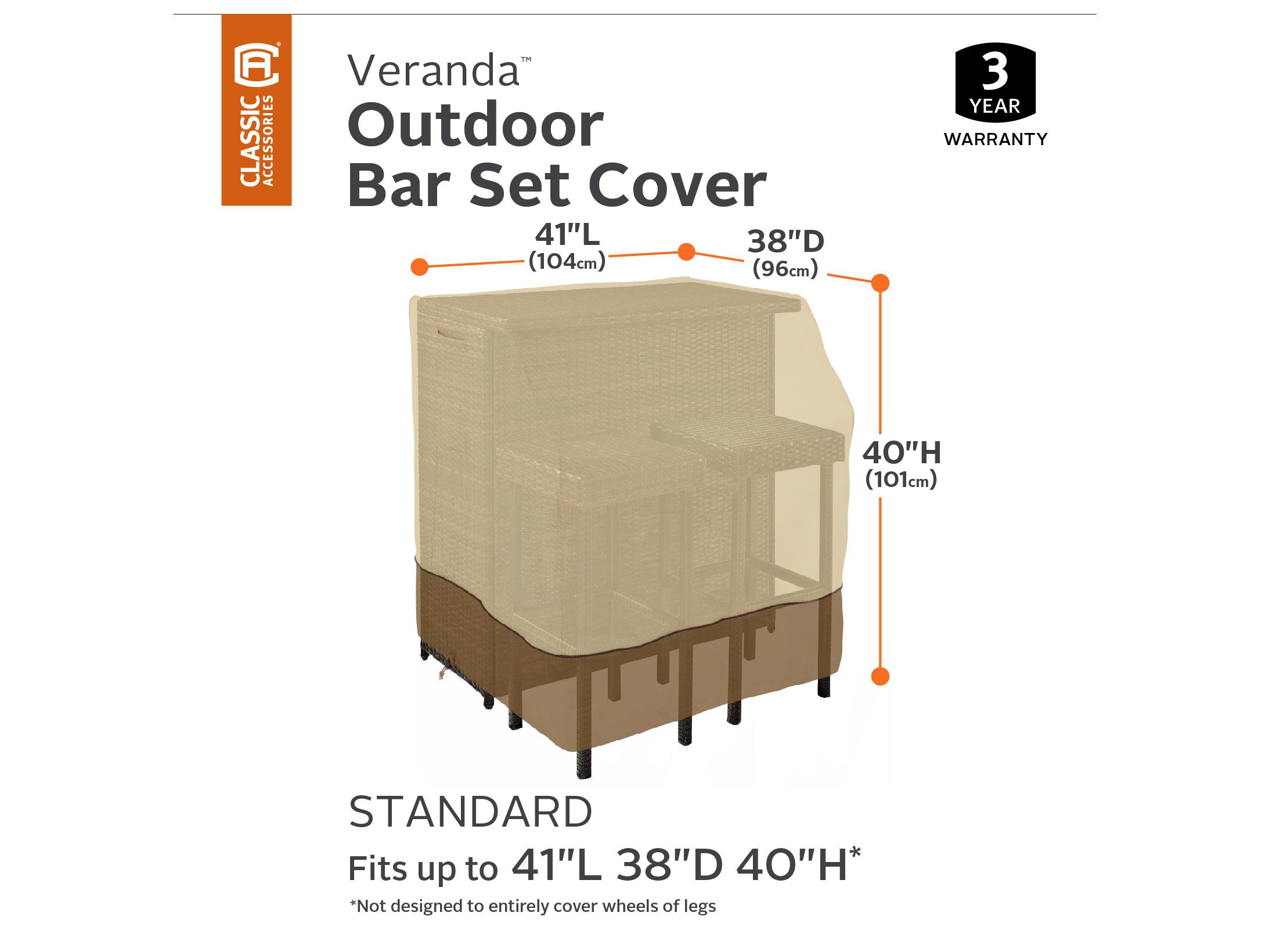 Duck Covers Veranda Pebble 41.5 Inch Outdoor Bar Set Cover