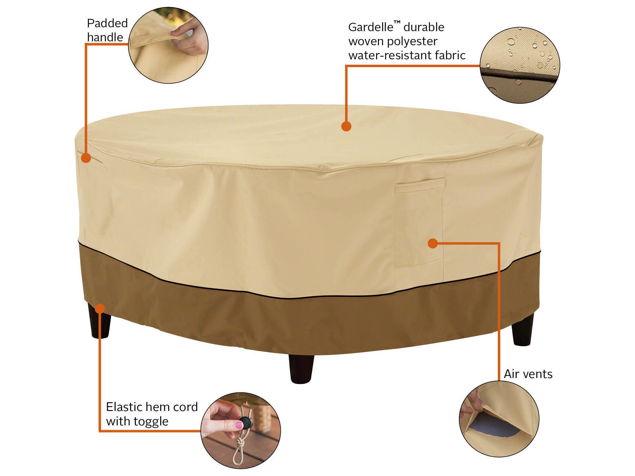 Duck Covers Veranda Pebble 36 Inch Round Ottoman/Table Cover
