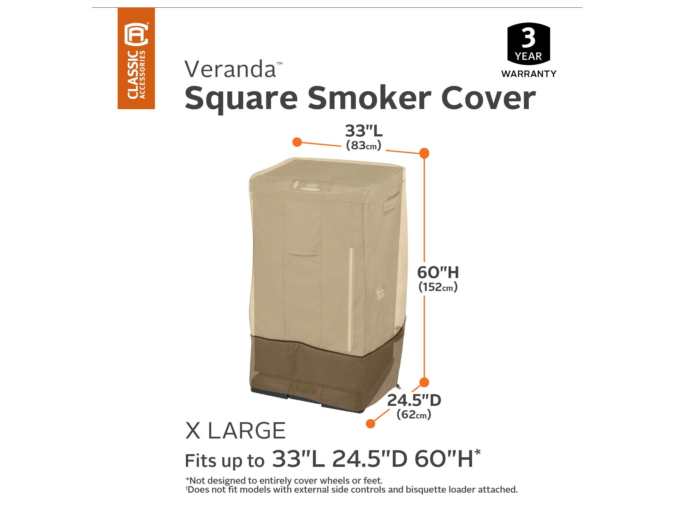 Duck Covers Veranda Pebble 34 Inch Square Smoker Grill Cover