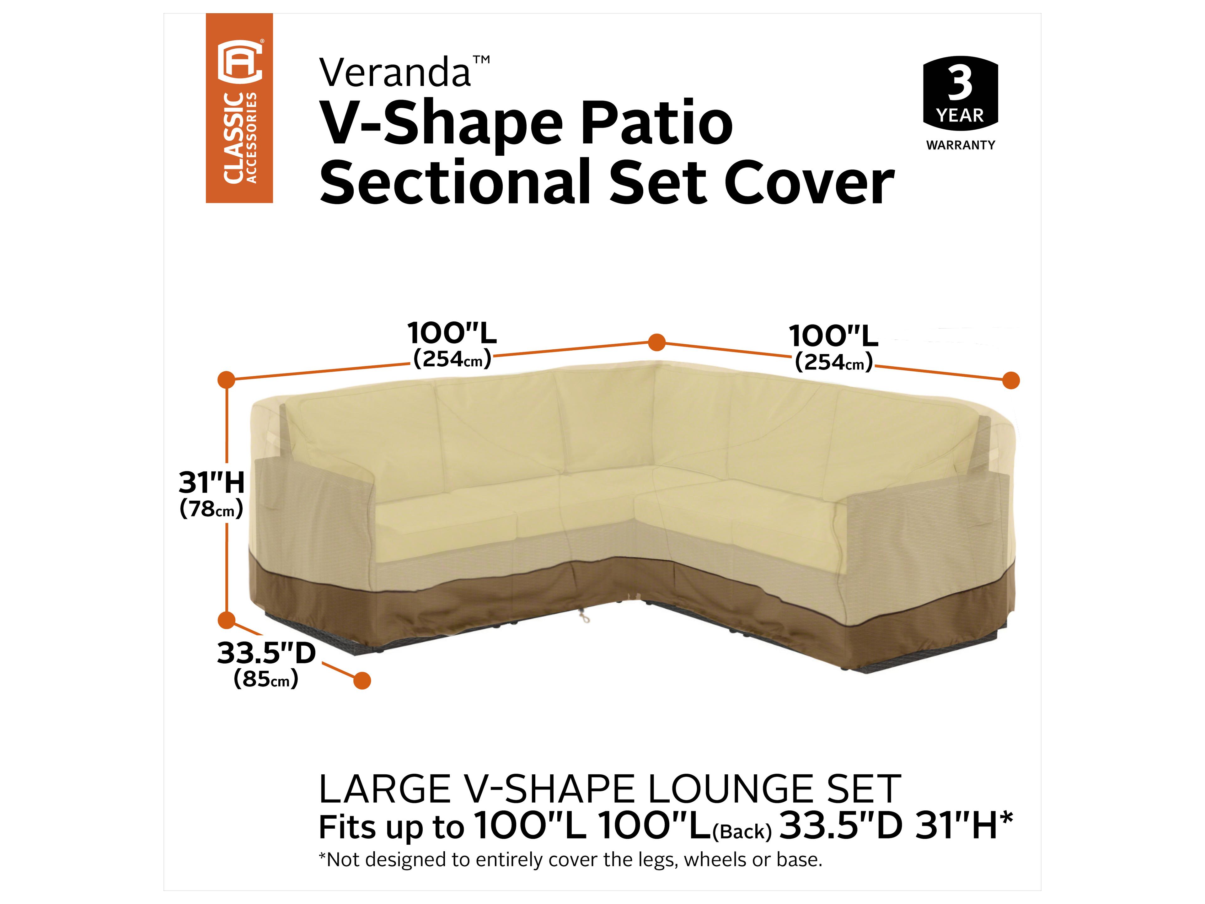 Duck Covers Veranda Pebble 100 Inch Sectional Cover