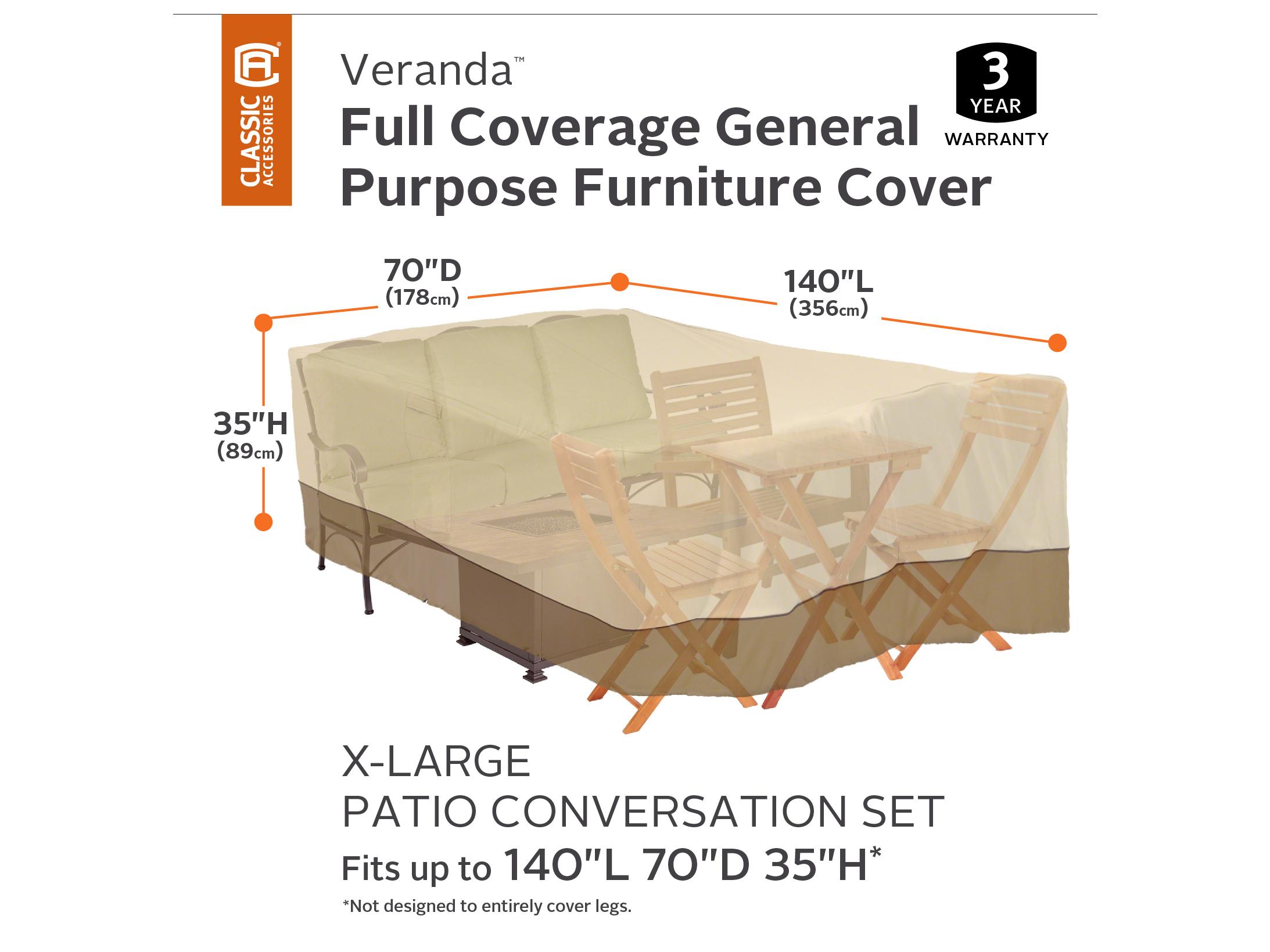 Duck Covers Veranda Pebble 142 Inch Full Coverage Set/General Purpose Cover