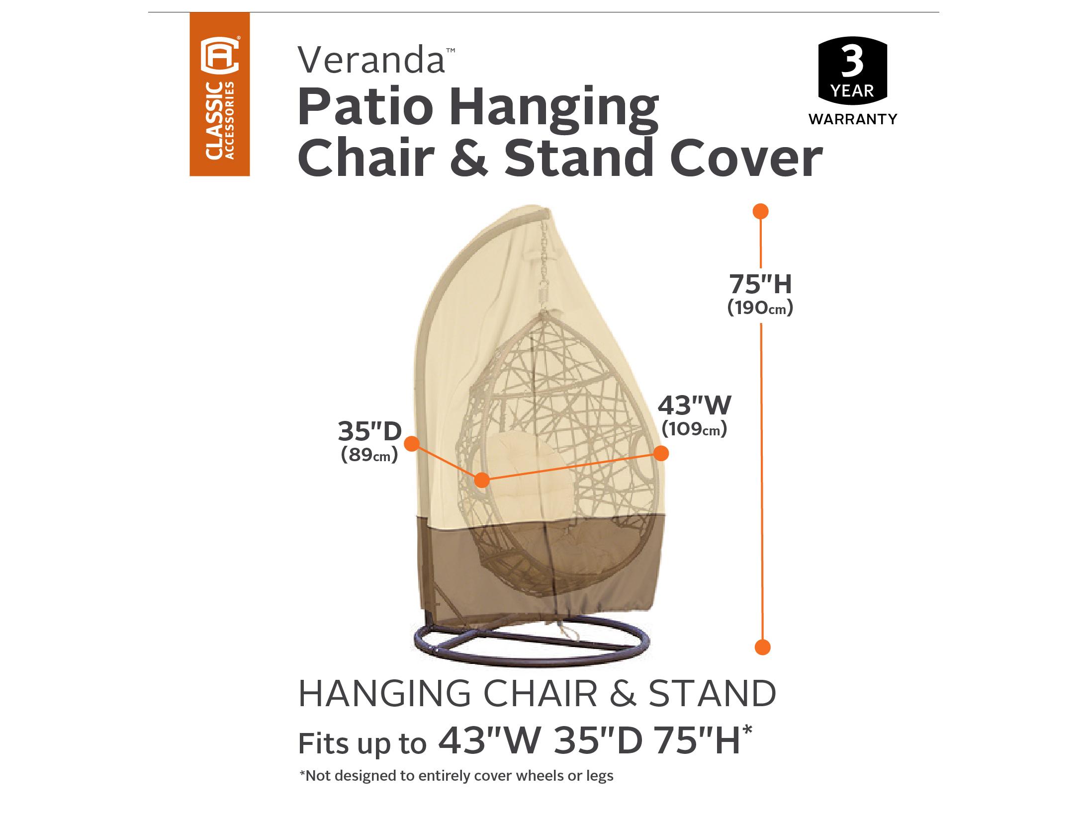 Duck Covers Veranda Pebble 45 Inch Hanging Chair & Stand Cover