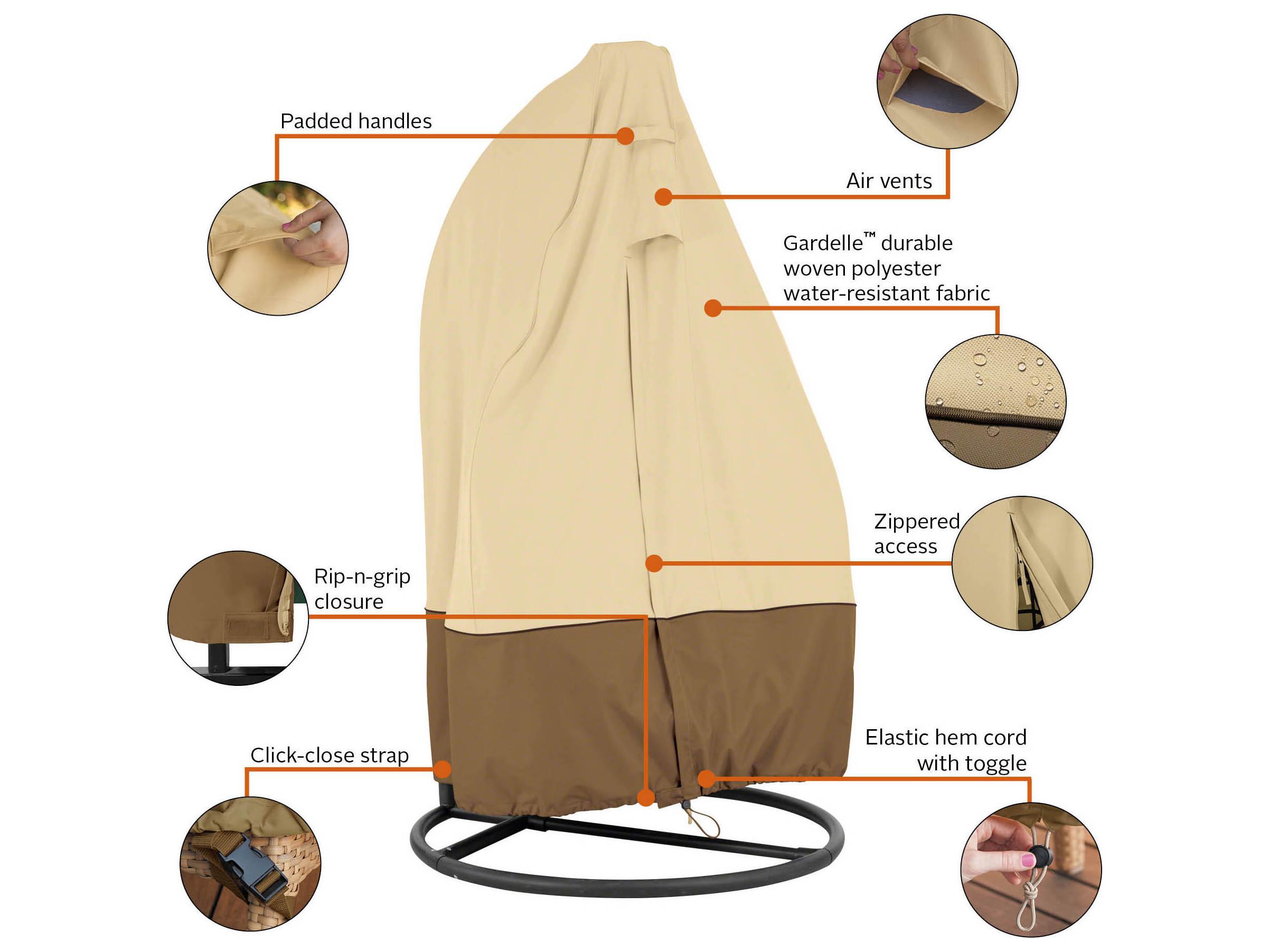 Duck Covers Veranda Pebble 45 Inch Hanging Chair & Stand Cover