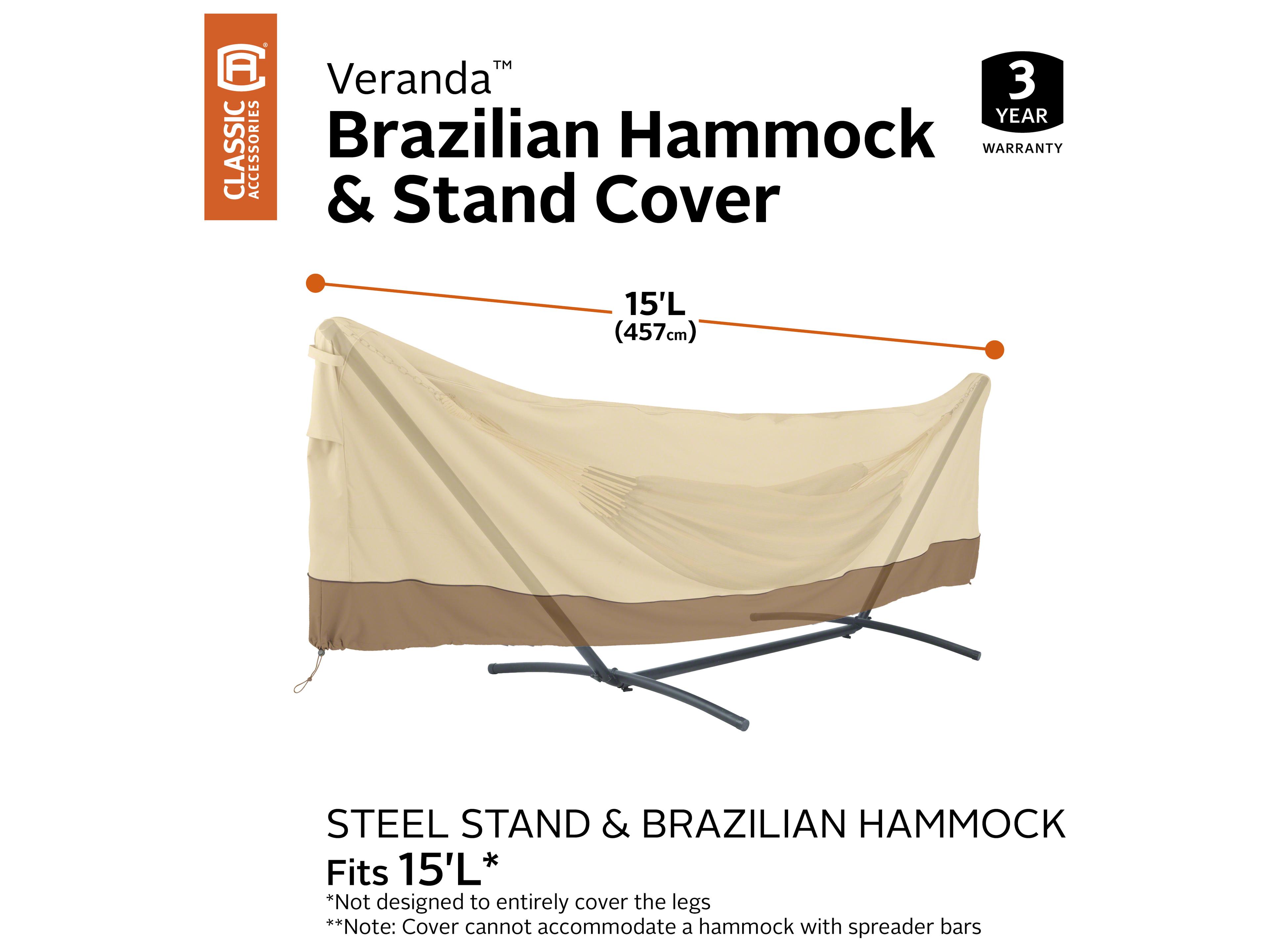 Duck Covers Veranda Pebble 15 Foot Standard Brazilian Hammock and Stand Cover