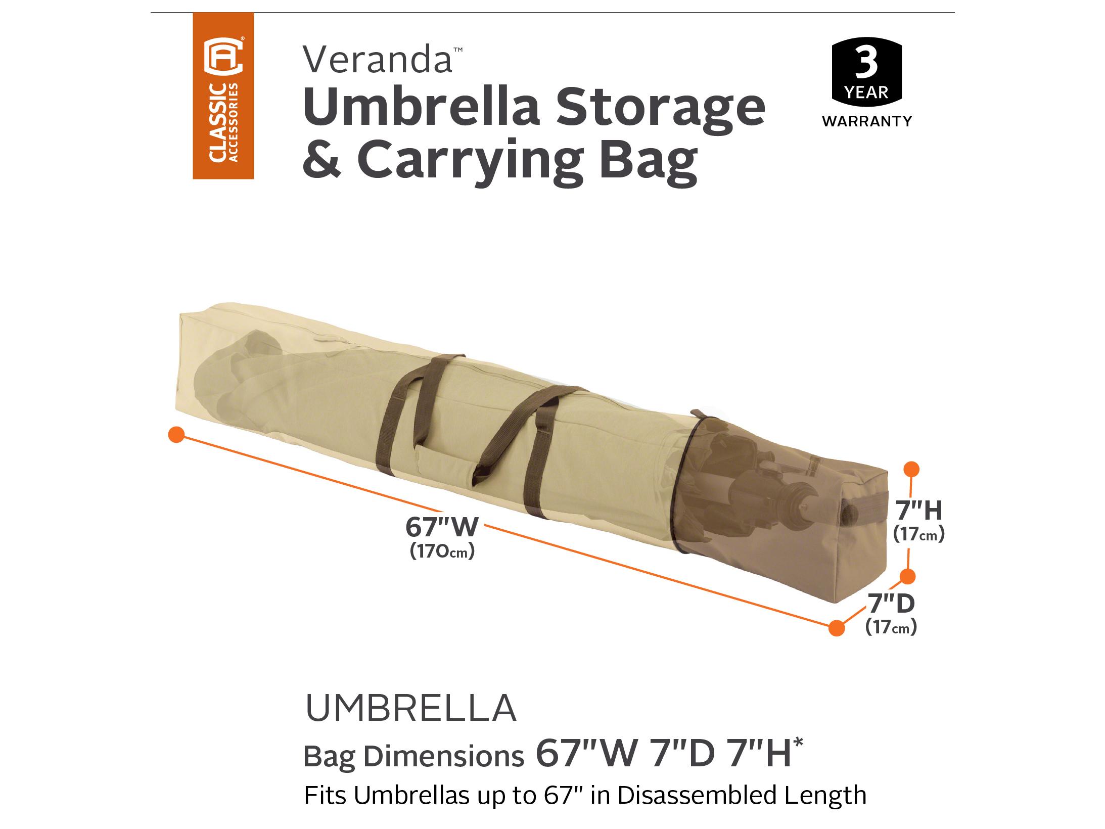 Duck Covers Veranda Pebble 67 Inch Oversized Umbrella Storage/Carrying Bag