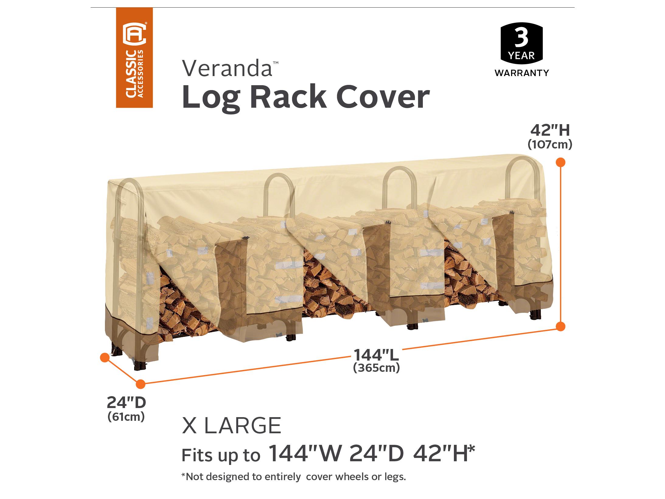 Duck Covers Veranda Pebble 148 Inch Large Log Rack Cover