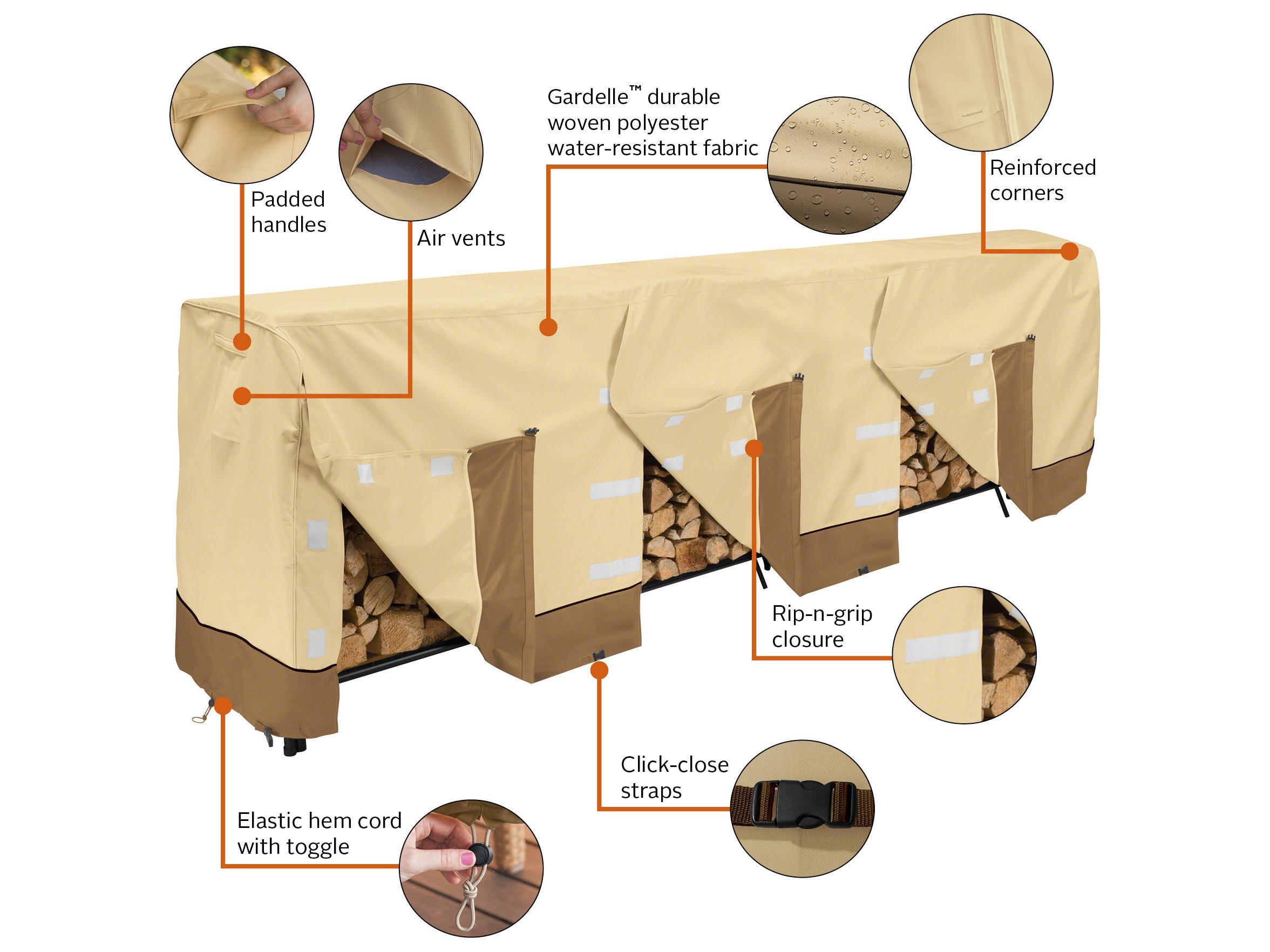 Duck Covers Veranda Pebble 148 Inch Large Log Rack Cover