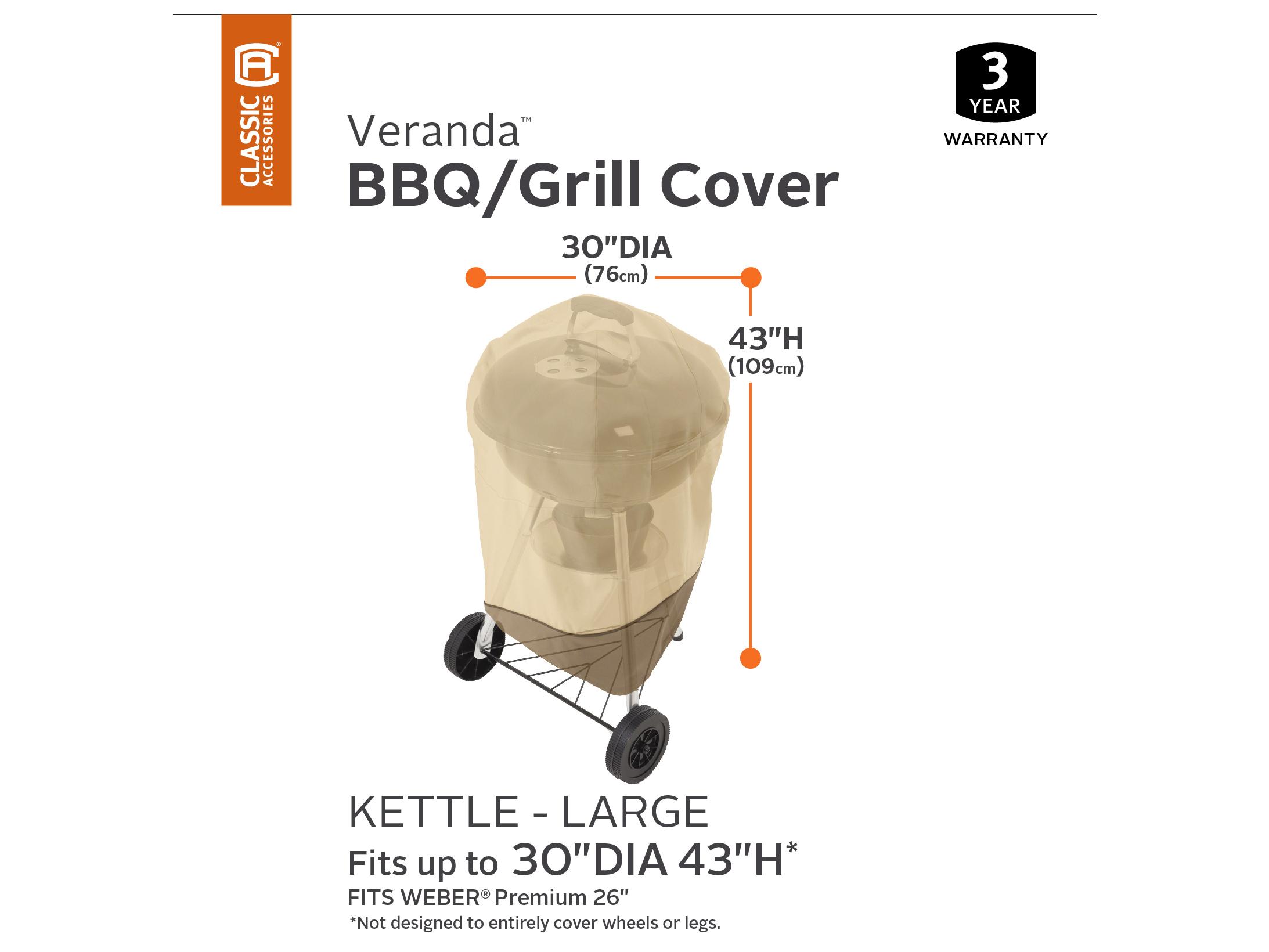 Duck Covers Veranda Pebble 31.8 Inch Kettle BBQ Grill Cover