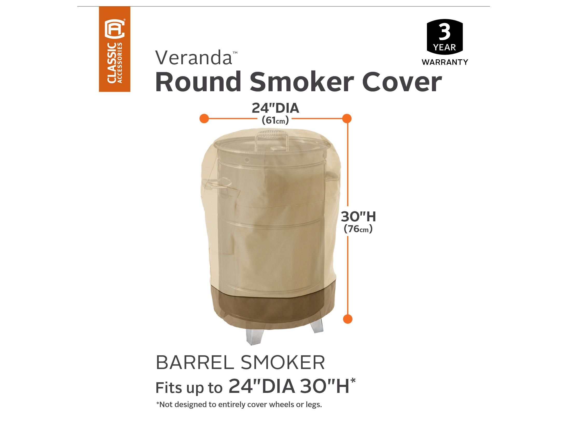Duck Covers Veranda Pebble 24 Inch Round Barrel Smoker Cover