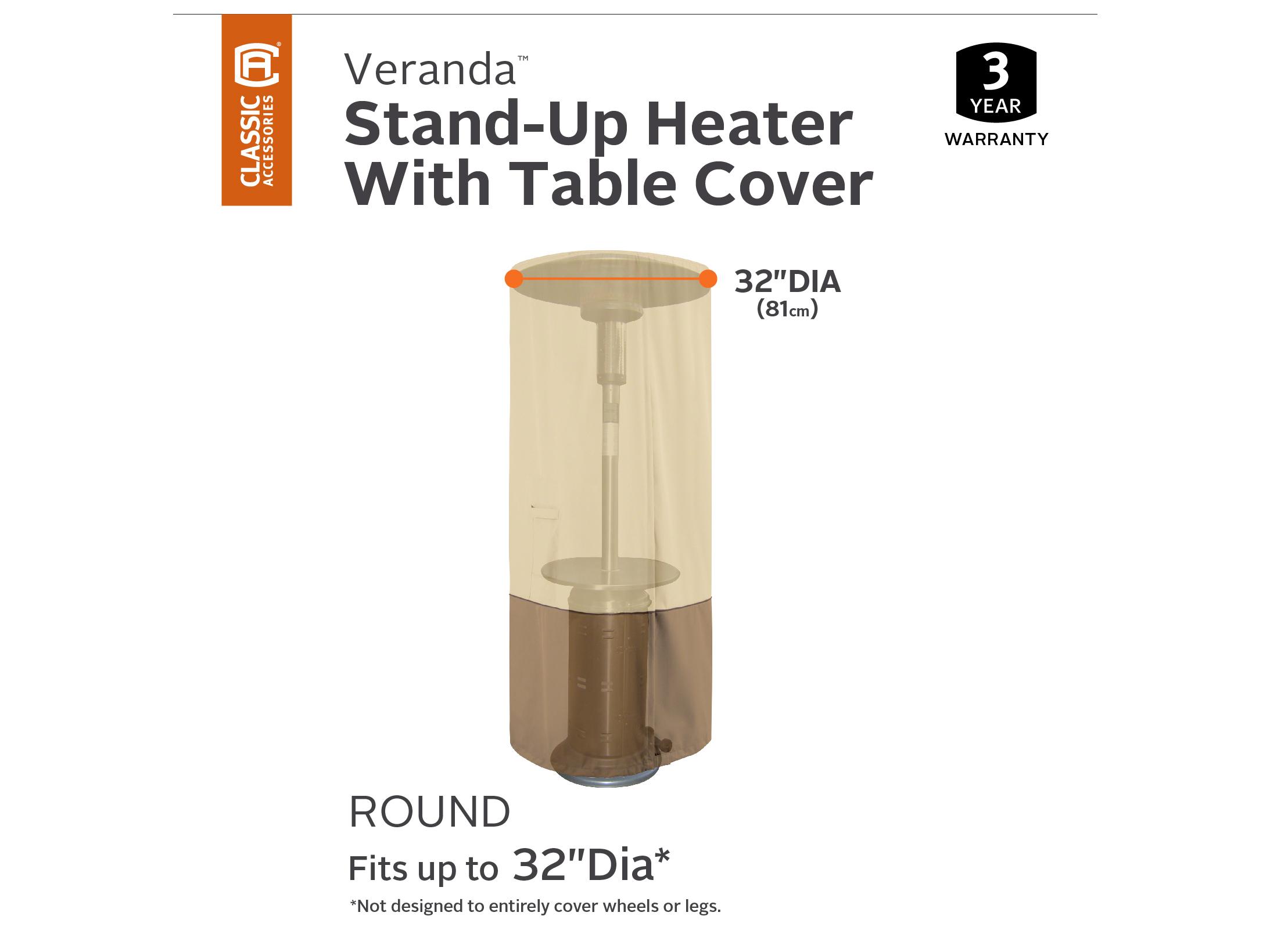 Duck Covers Veranda Pebble 36 Inch Round Standup Patio Heather with Table Cover