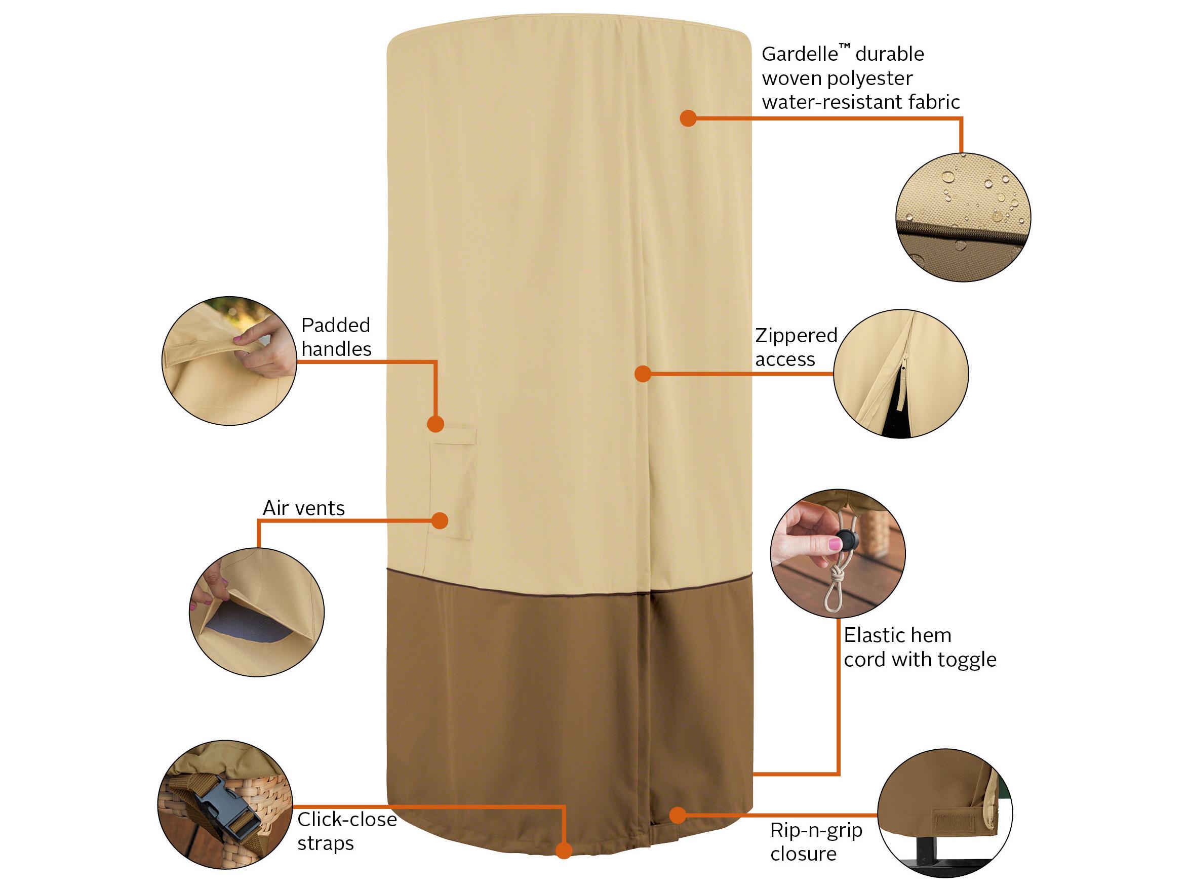 Duck Covers Veranda Pebble 36 Inch Round Standup Patio Heather with Table Cover