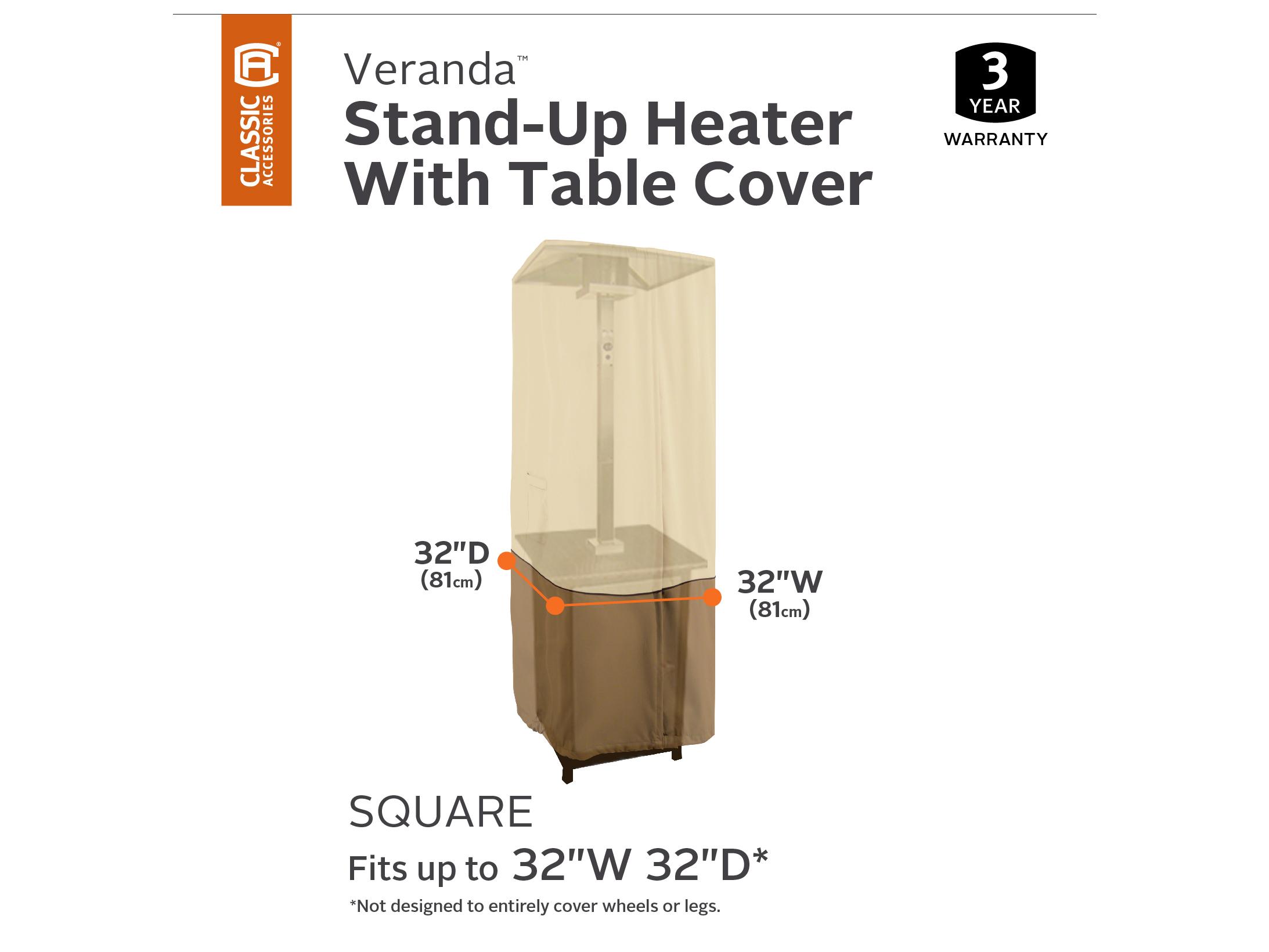 Duck Covers Veranda Pebble 36 Inch Square Standup Patio Heather with Table Cover