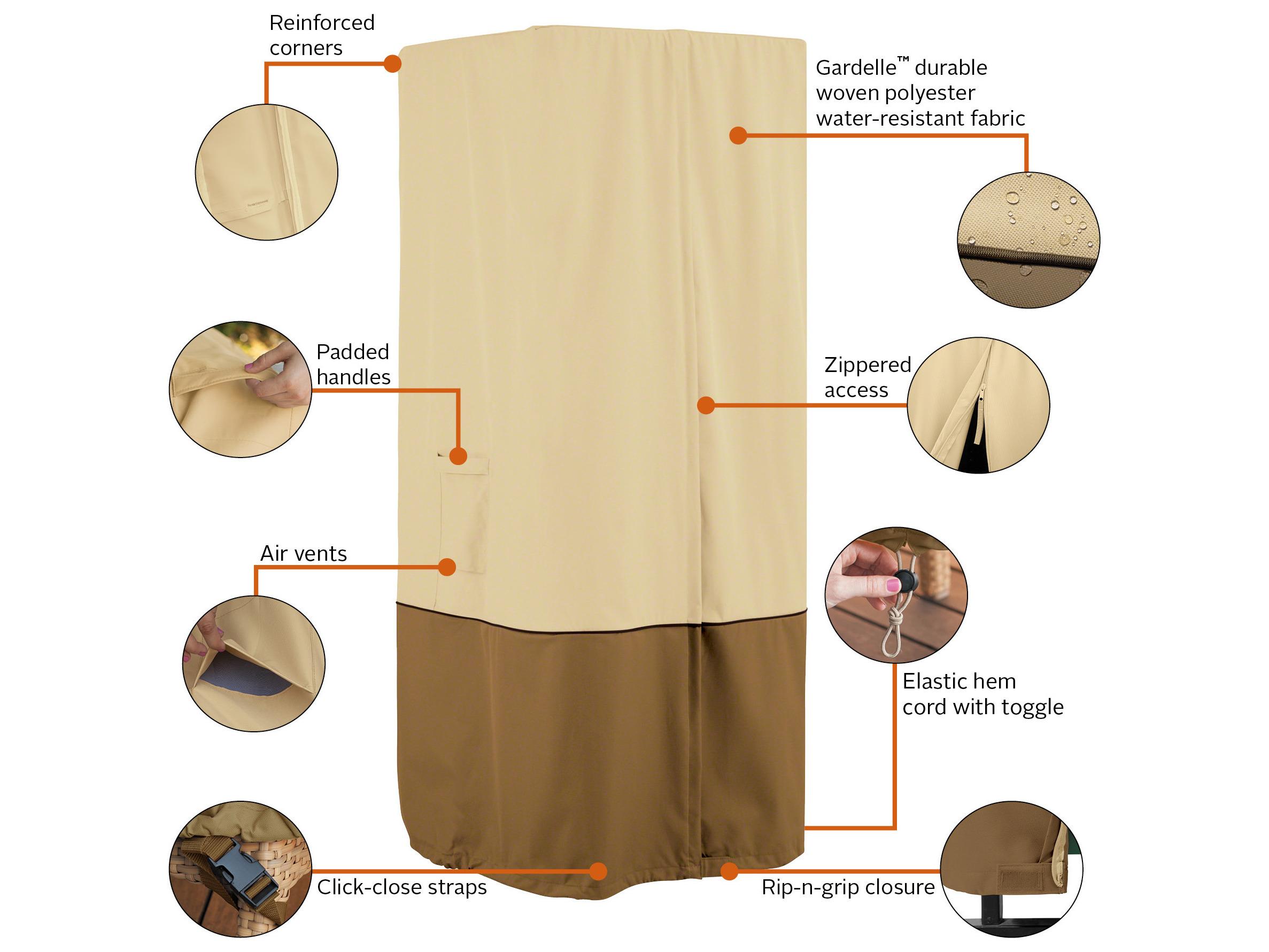 Duck Covers Veranda Pebble 36 Inch Square Standup Patio Heather with Table Cover