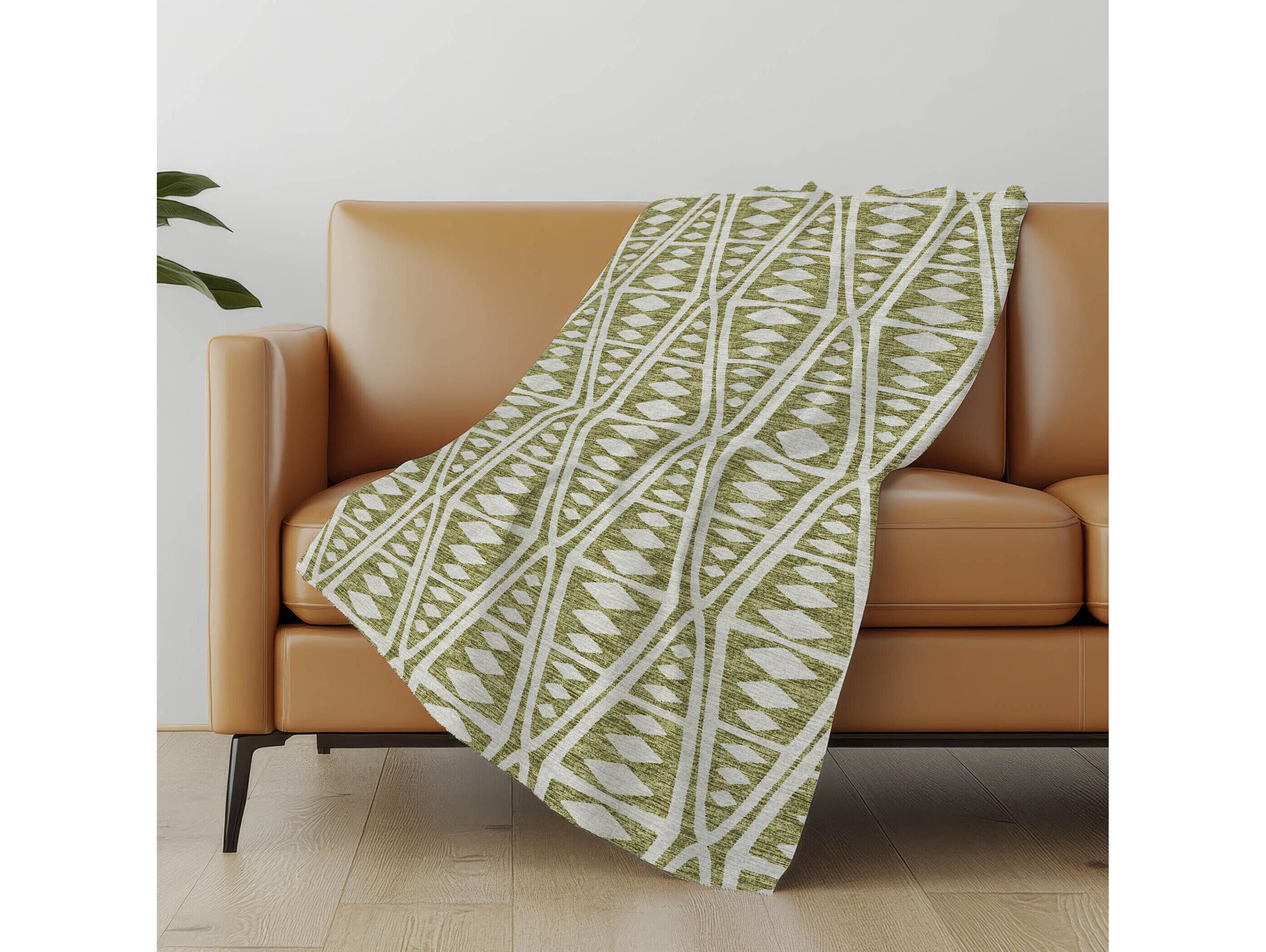 Dalyn Sherpa Green Polyester Throw