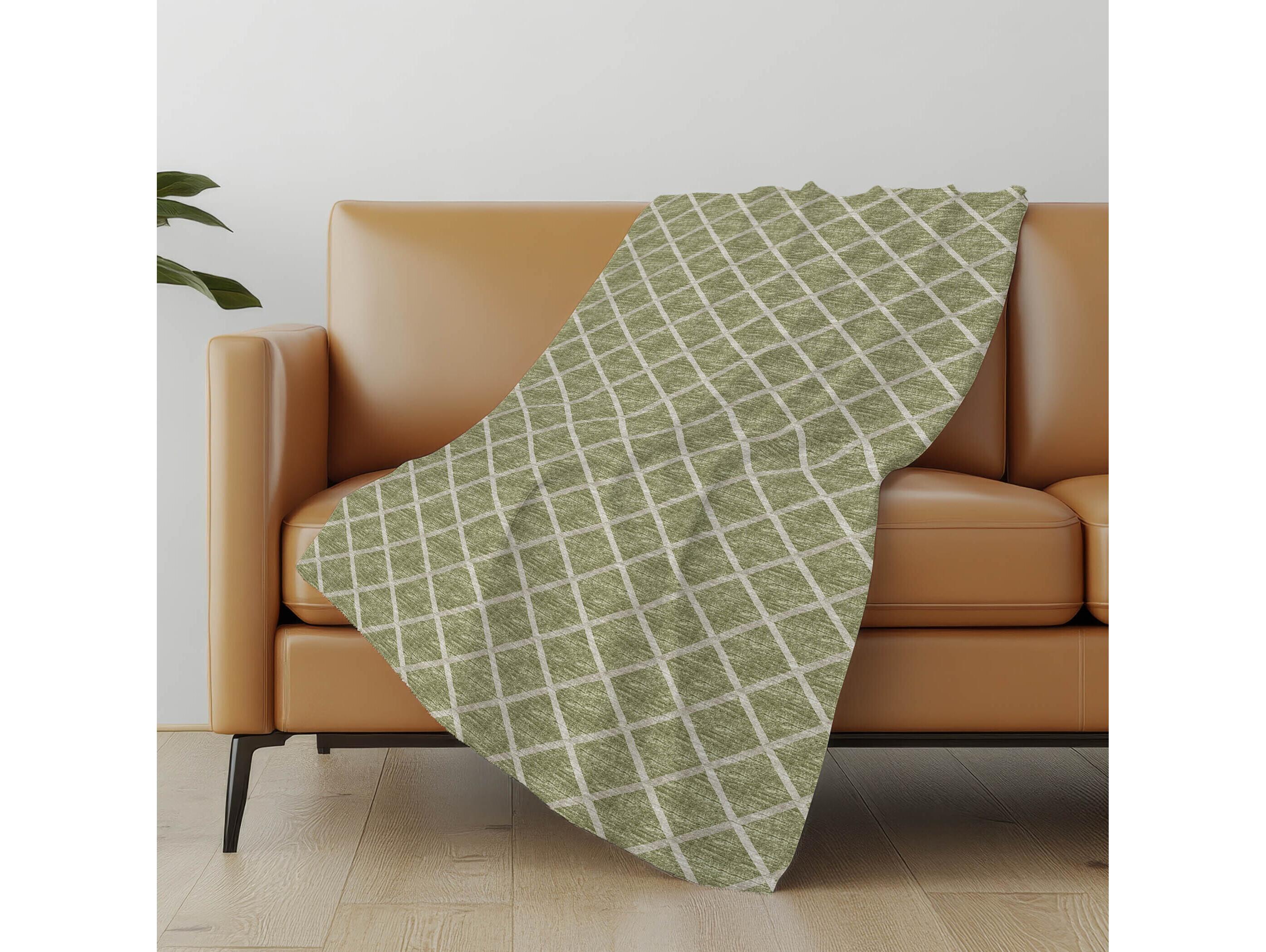 Dalyn Sherpa Green Polyester Throw