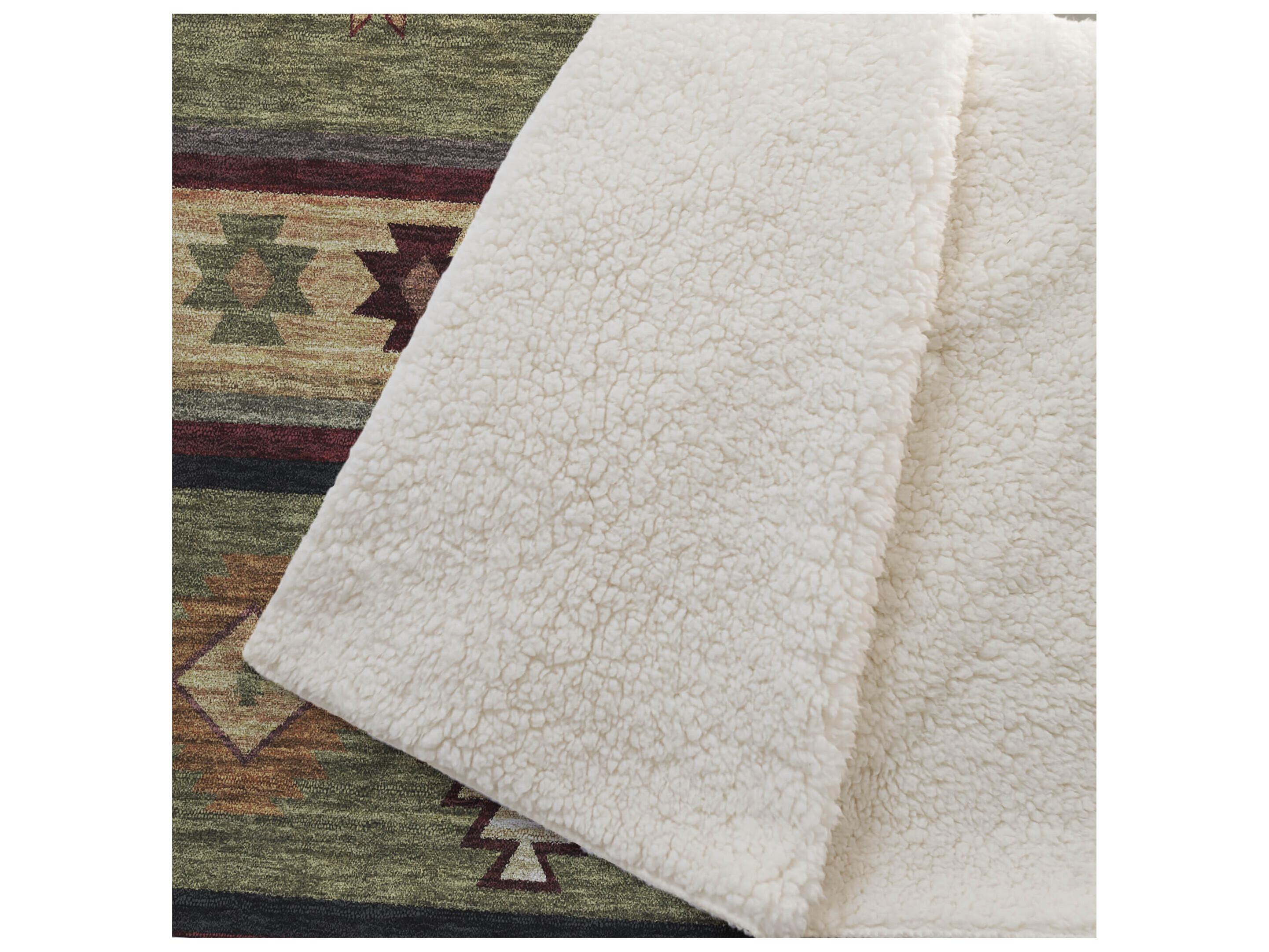 Dalyn Sherpa Green Polyester Throw