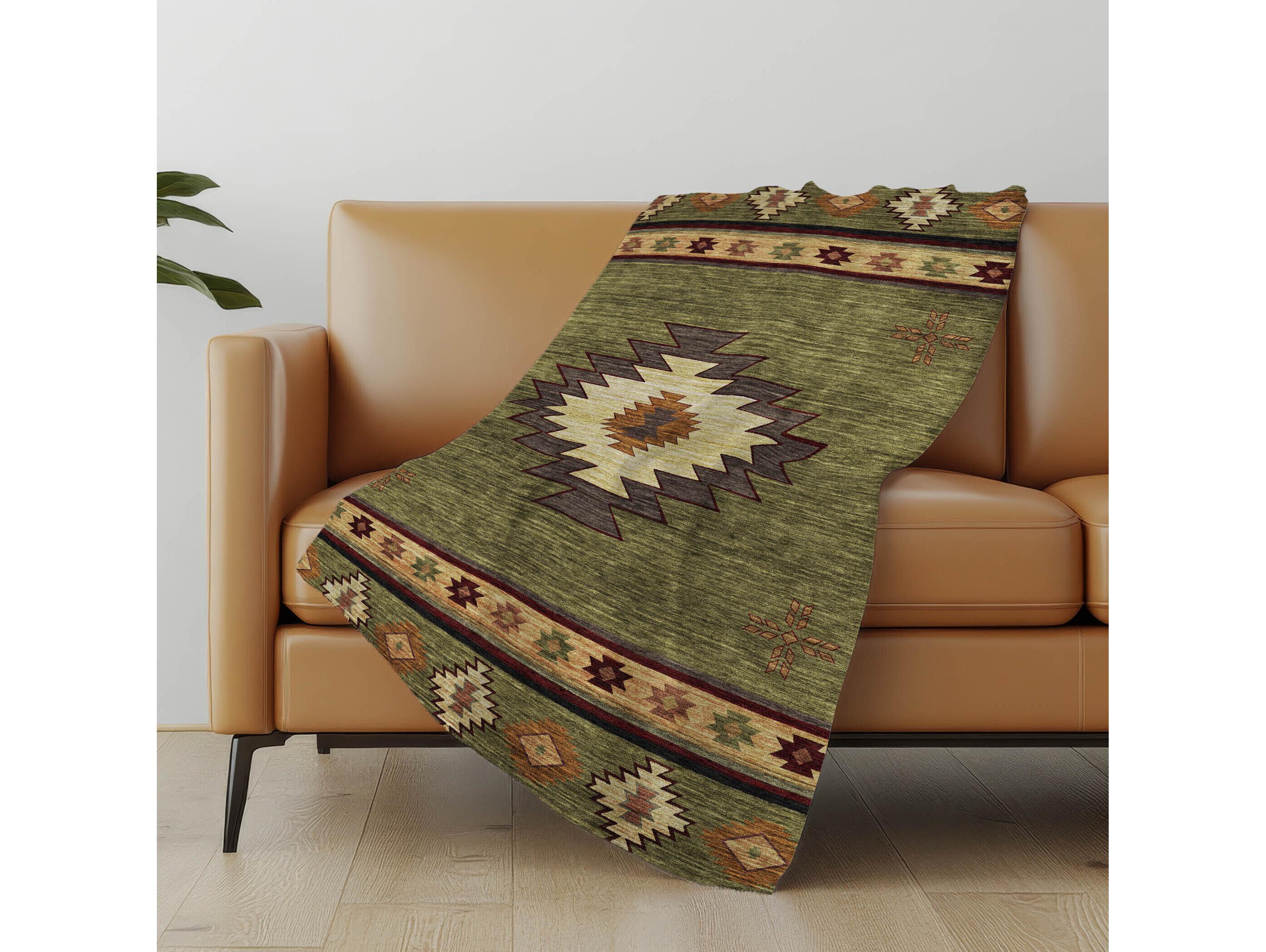 Dalyn Sherpa Green Polyester Throw
