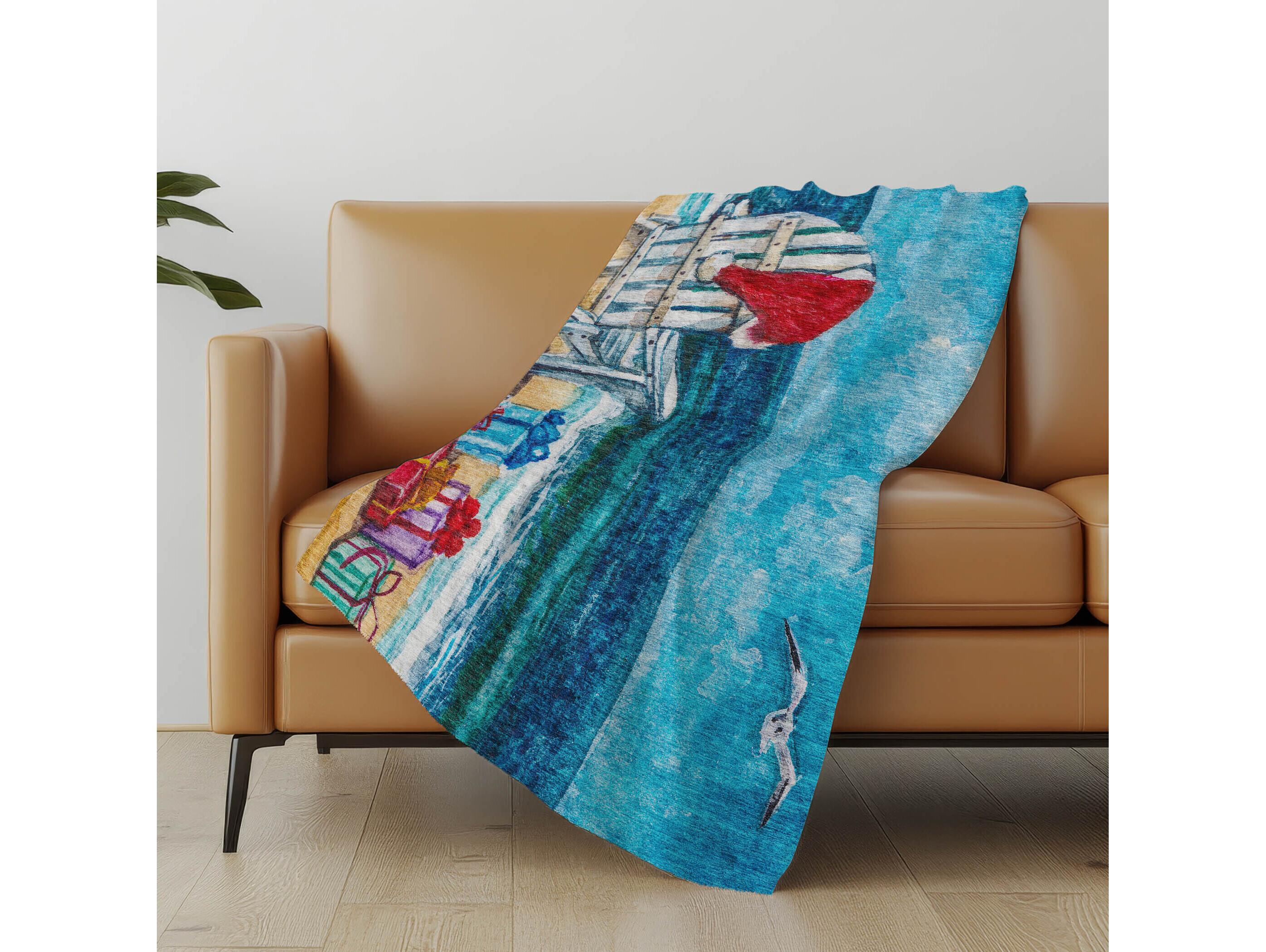 Dalyn Sherpa Blue Polyester Throw