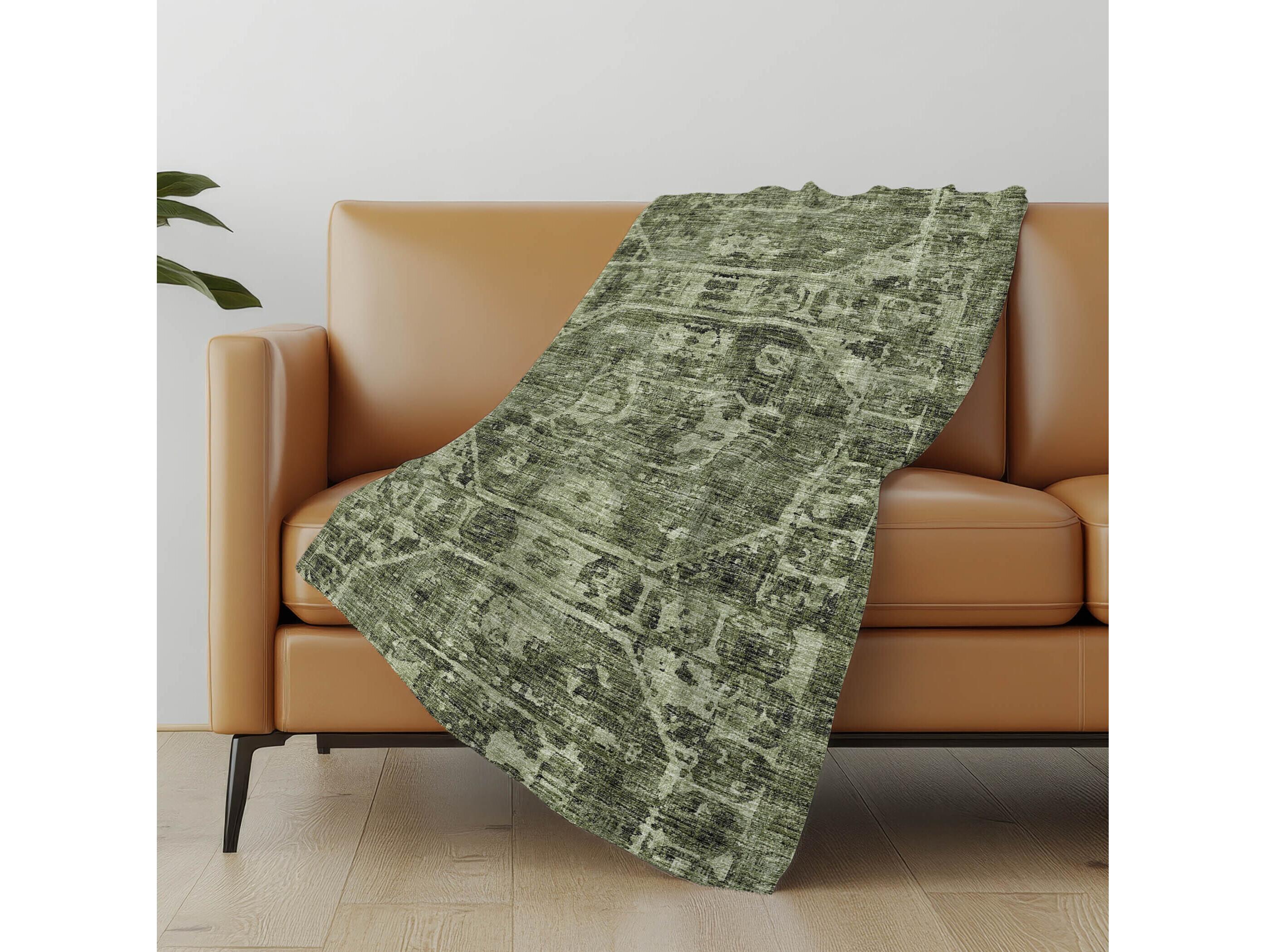 Dalyn Sherpa Green Polyester Throw
