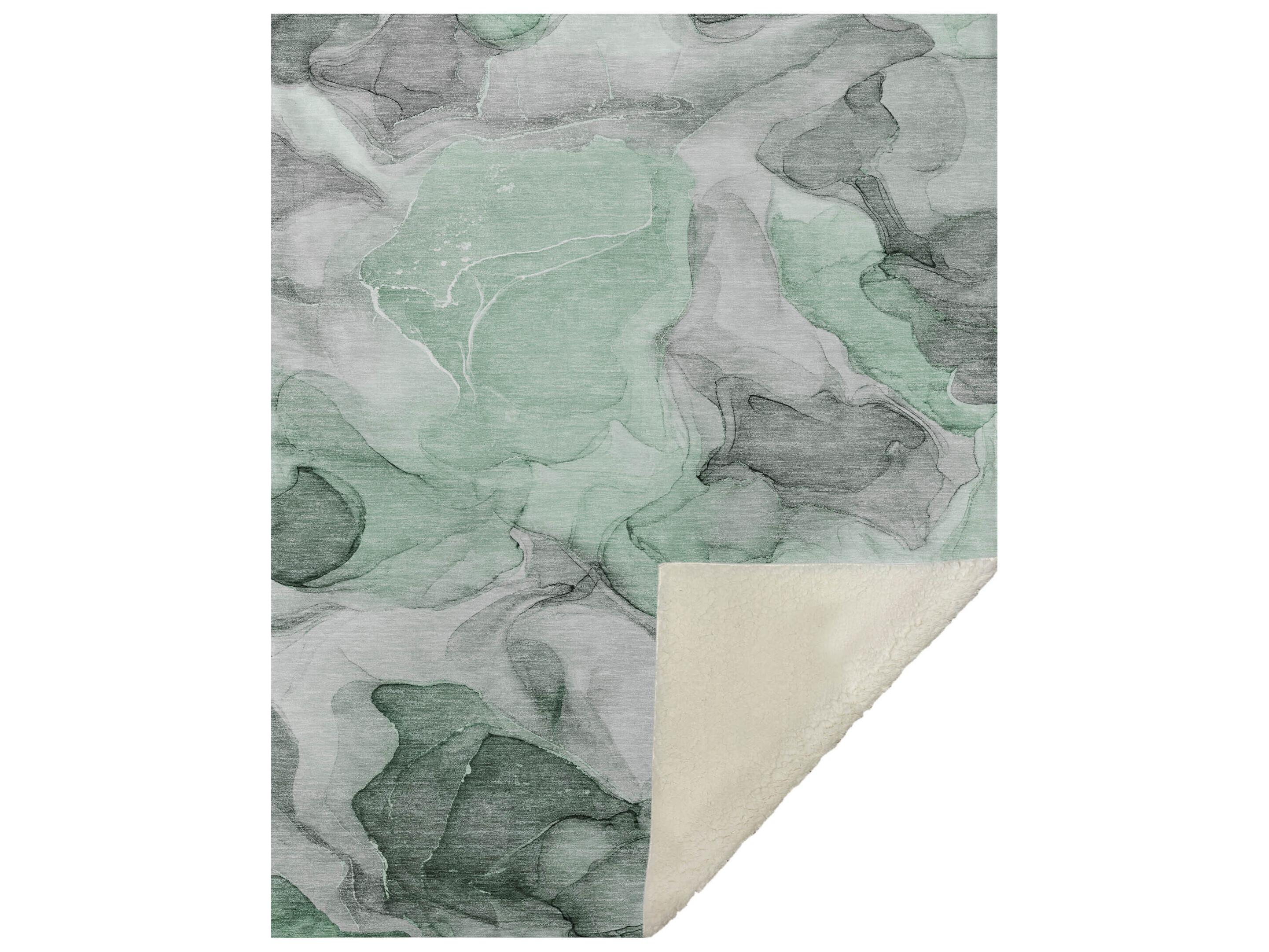 Dalyn Sherpa Green Polyester Throw