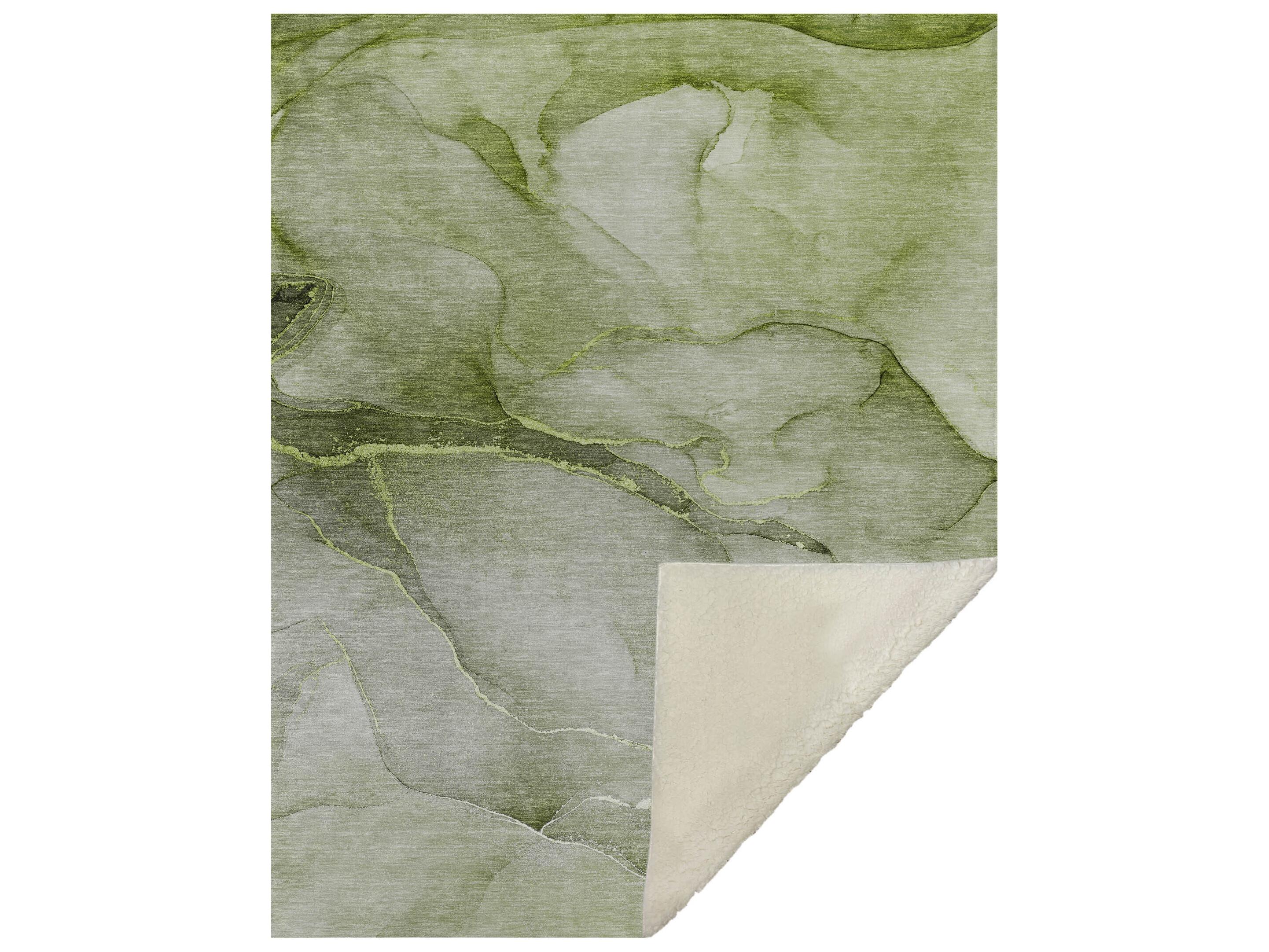 Dalyn Sherpa Green Polyester Throw