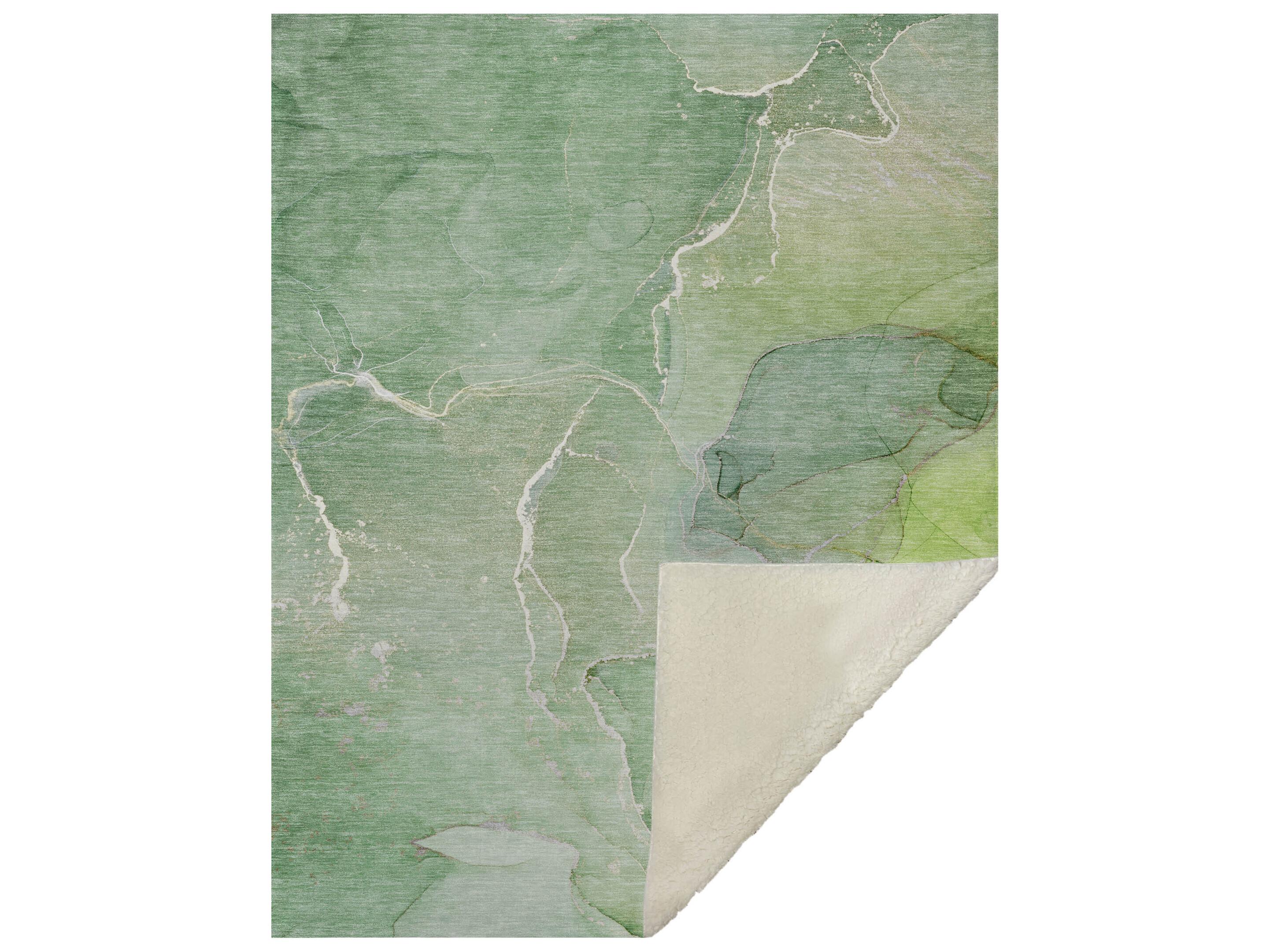 Dalyn Sherpa Green Polyester Throw