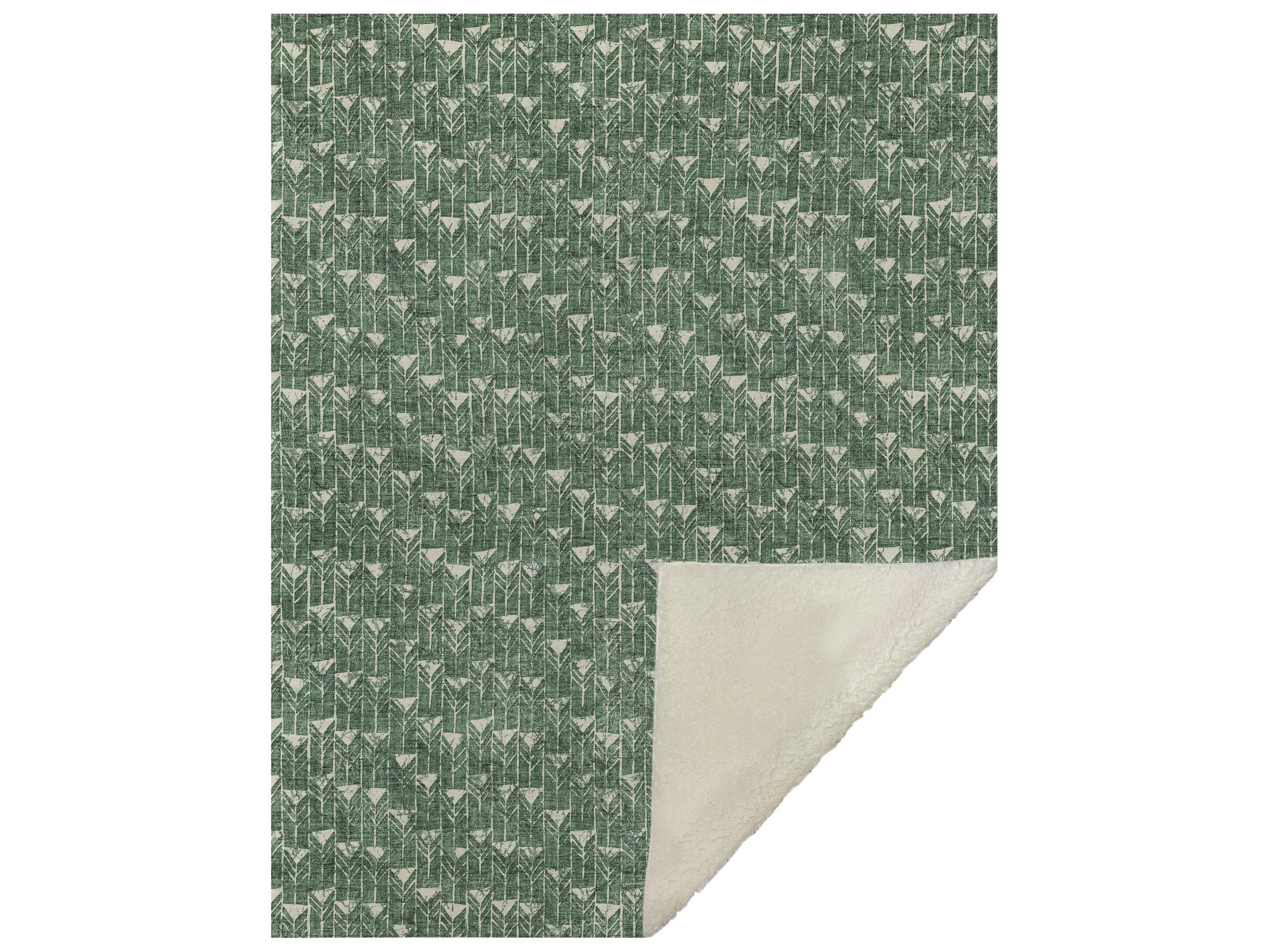 Dalyn Sherpa Green Polyester Throw