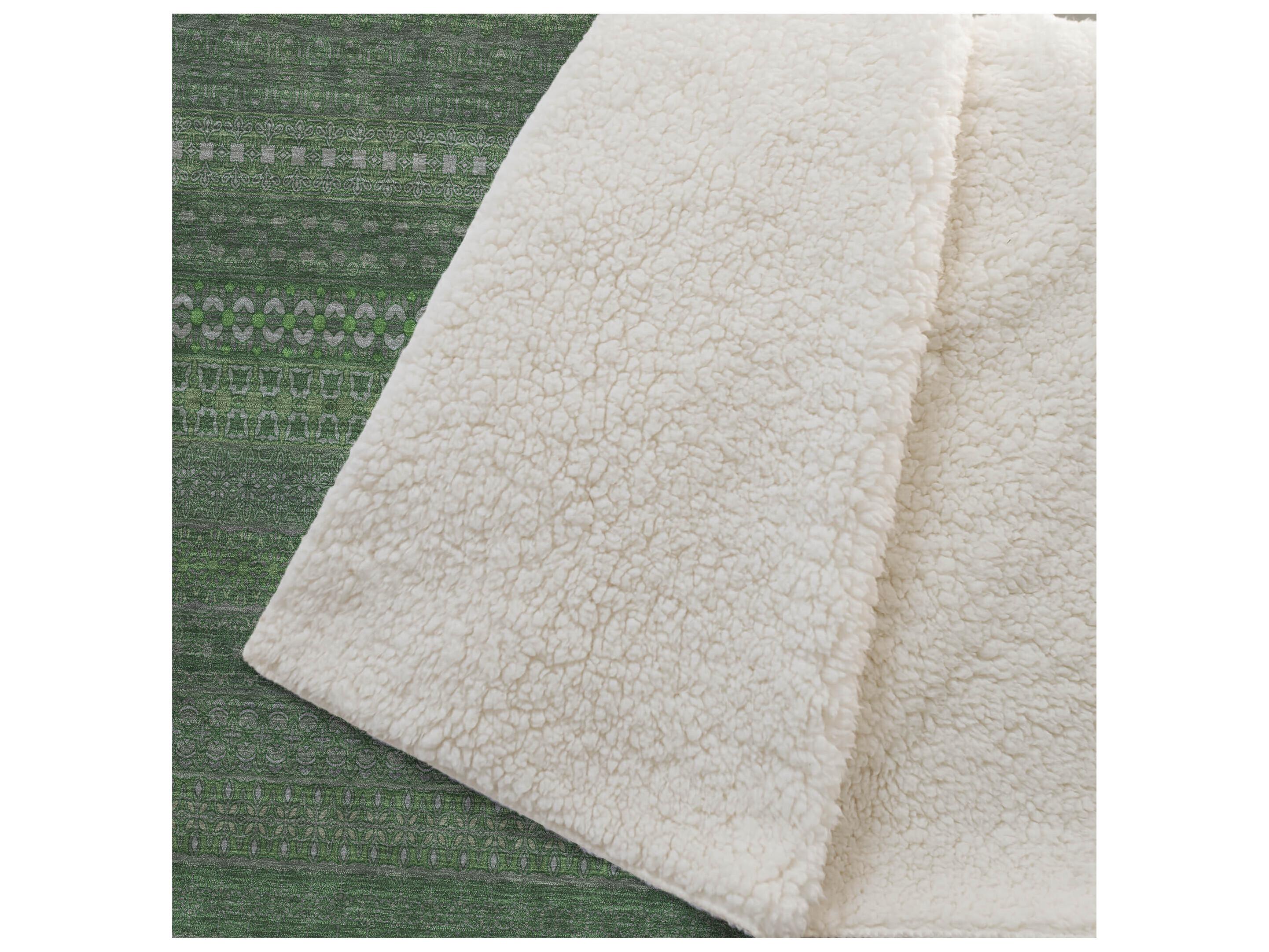 Dalyn Sherpa Green Polyester Throw