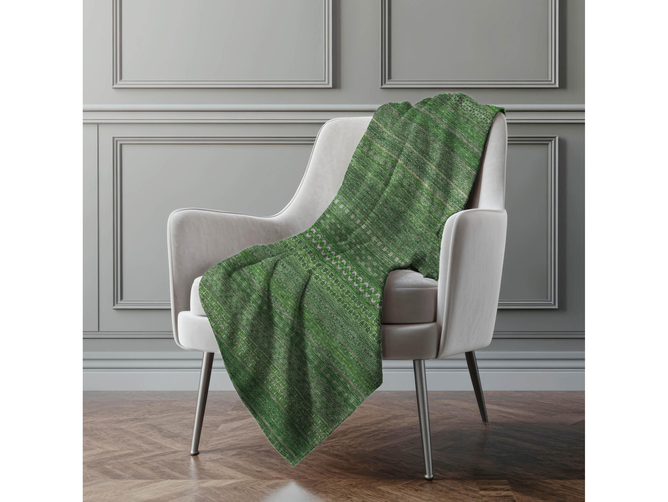 Dalyn Sherpa Green Polyester Throw