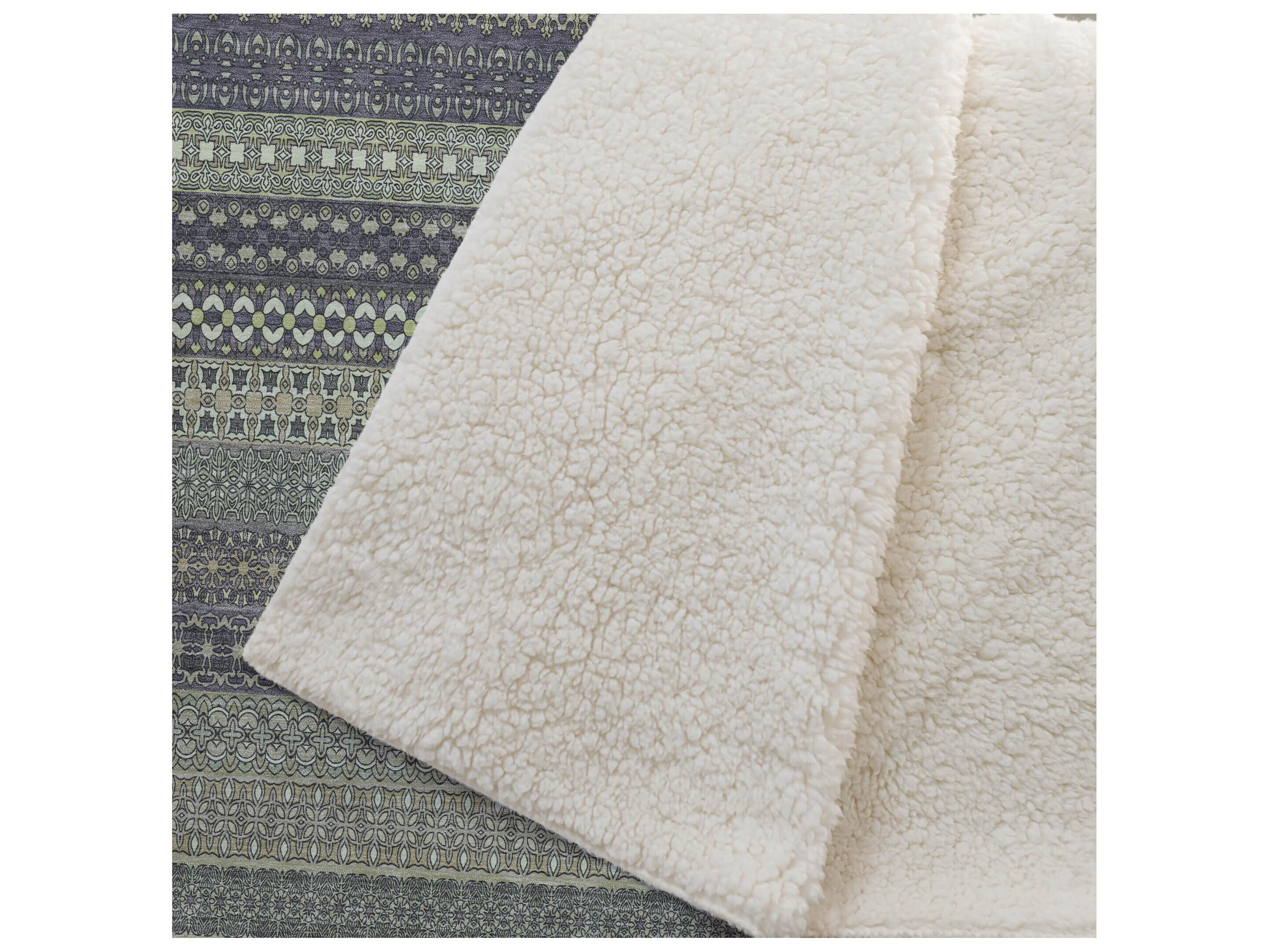 Dalyn Sherpa Green Polyester Throw