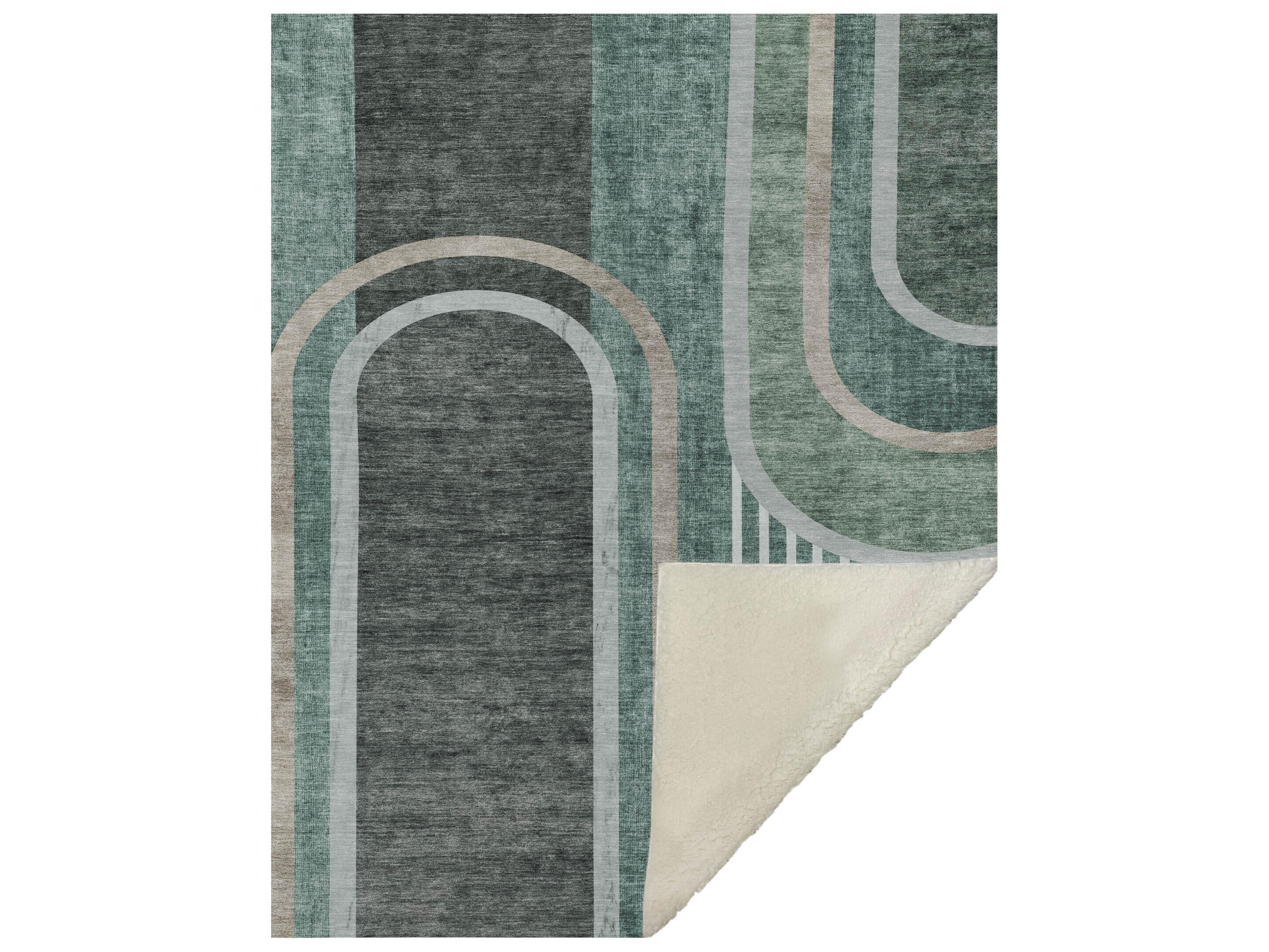 Dalyn Sherpa Green Polyester Throw