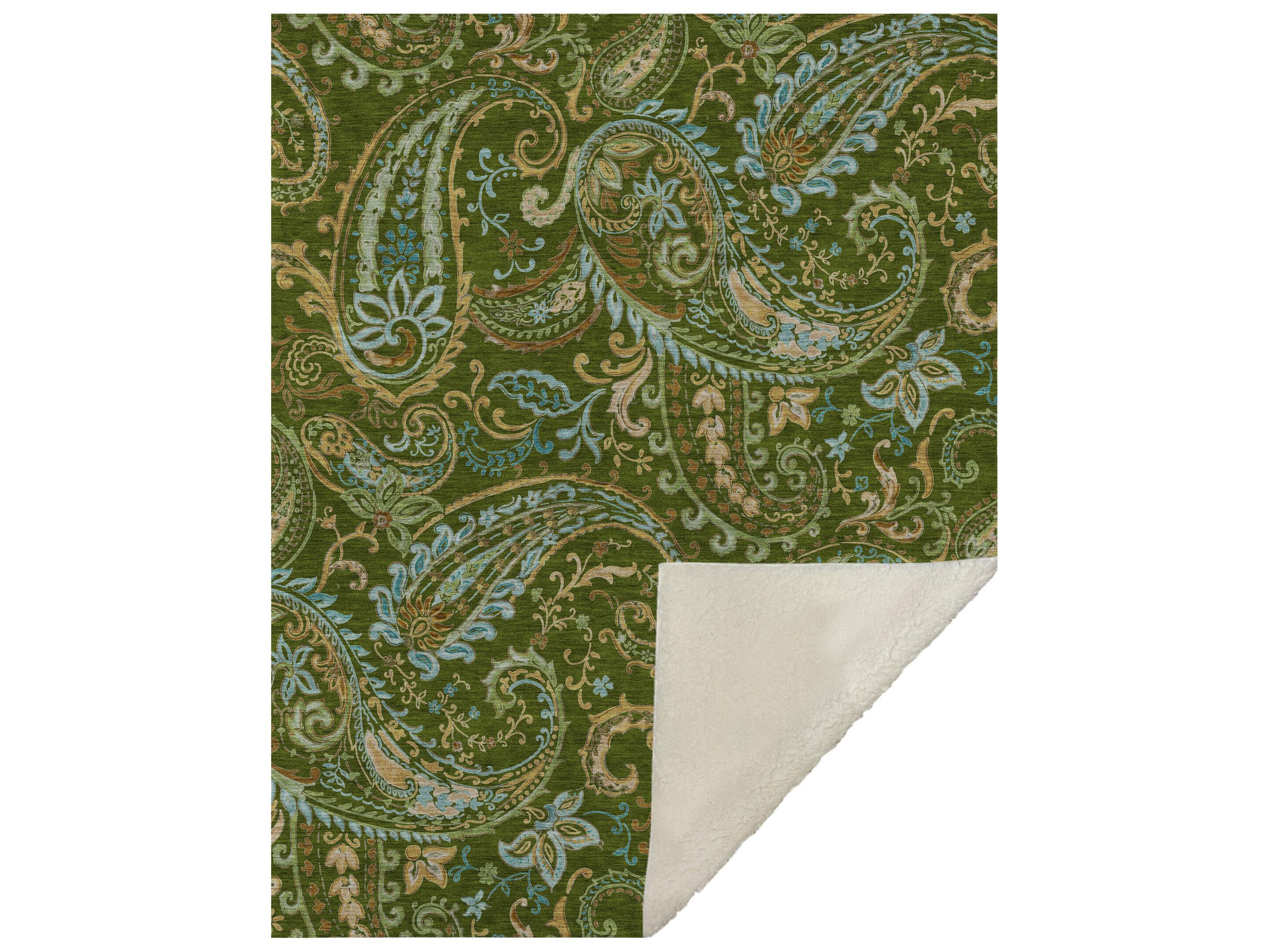 Dalyn Sherpa Green Polyester Throw