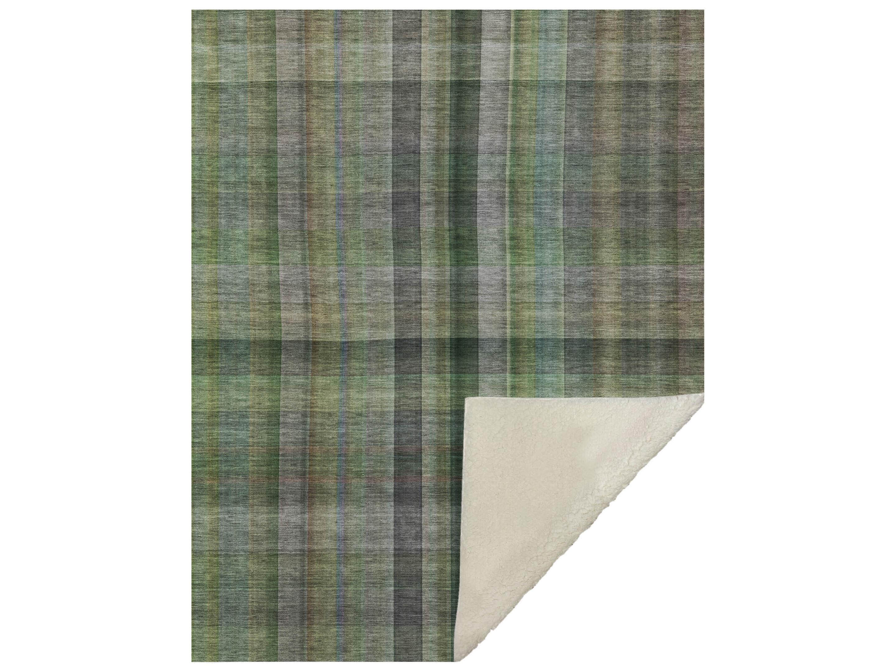 Dalyn Sherpa Green Polyester Throw