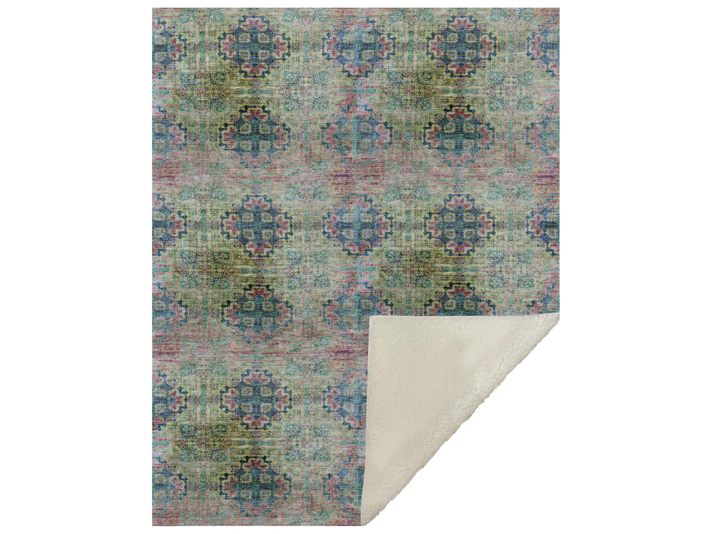 Dalyn Sherpa Green Polyester Throw