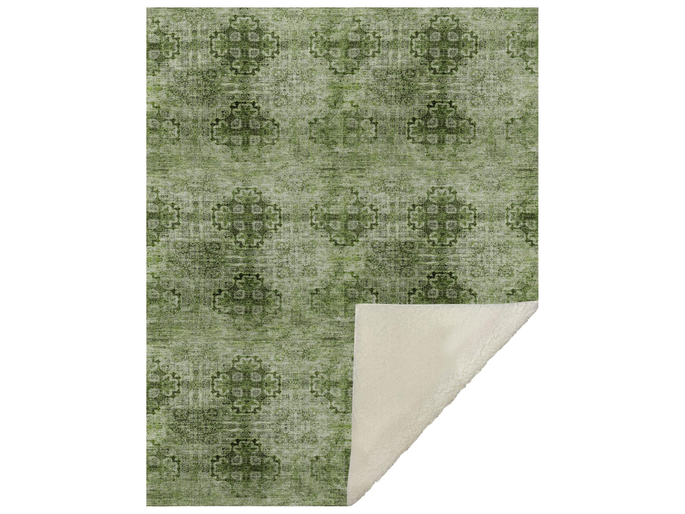 Dalyn Sherpa Green Polyester Throw