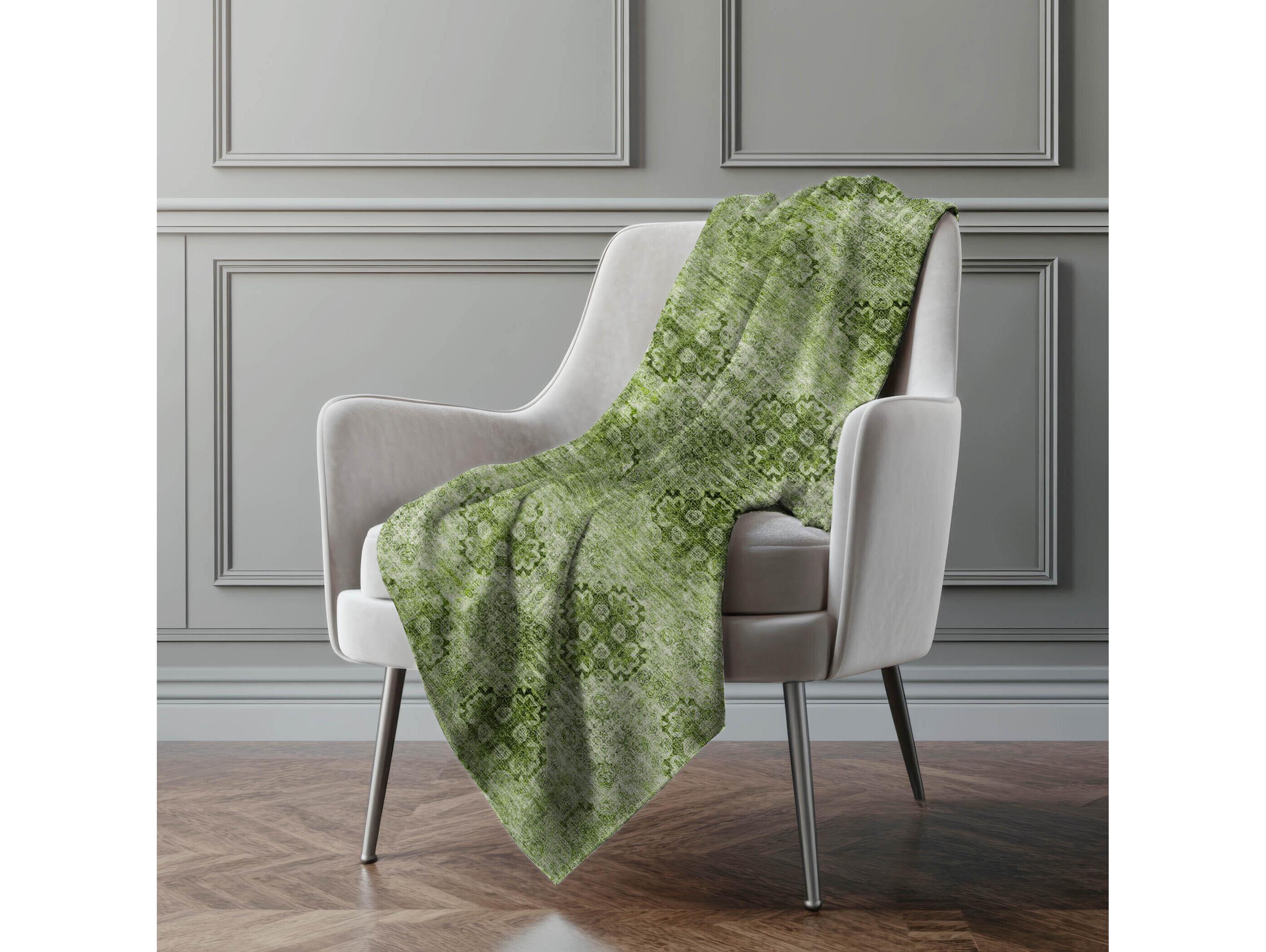 Dalyn Sherpa Green Polyester Throw