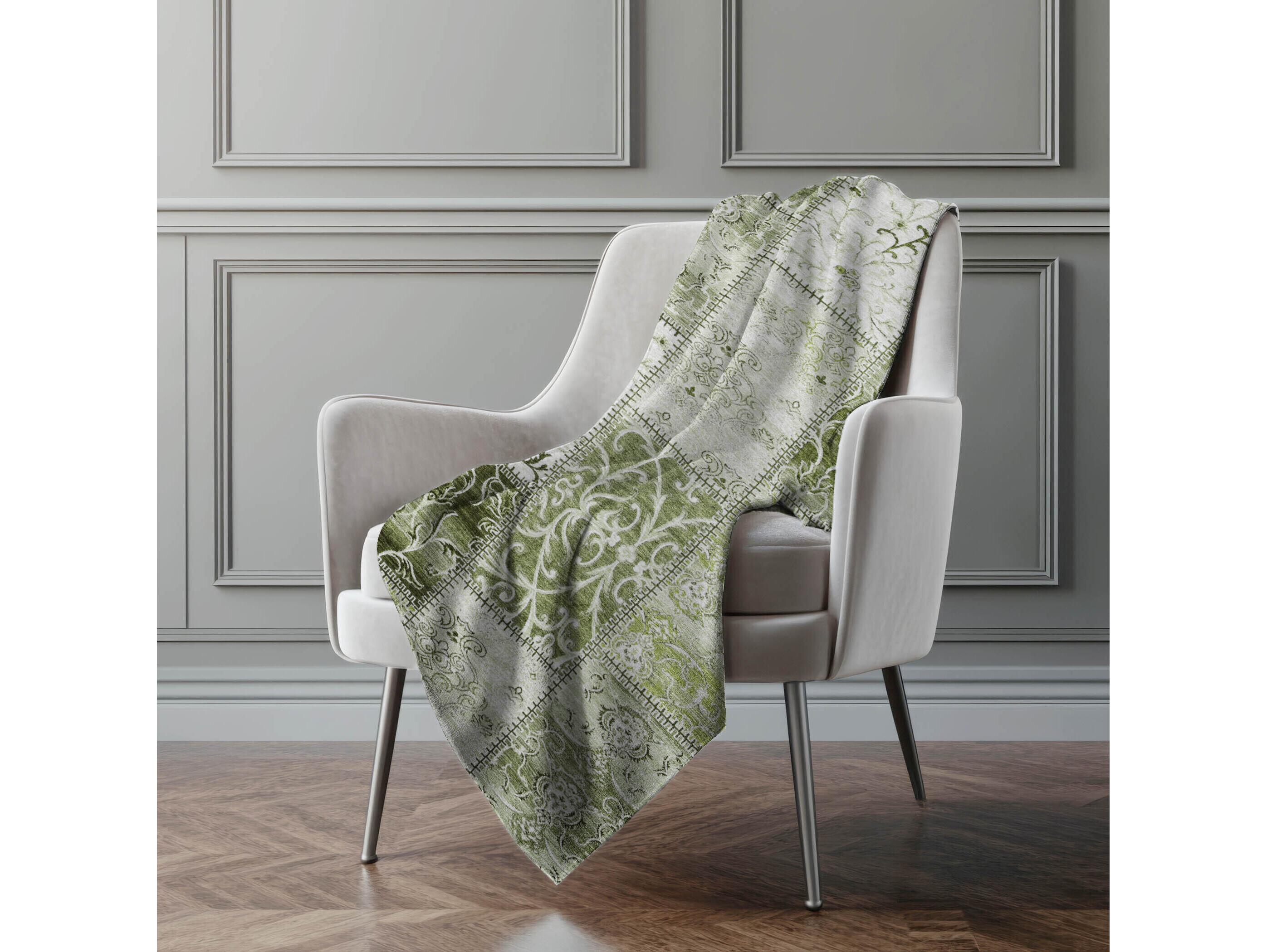 Dalyn Sherpa Green Polyester Throw