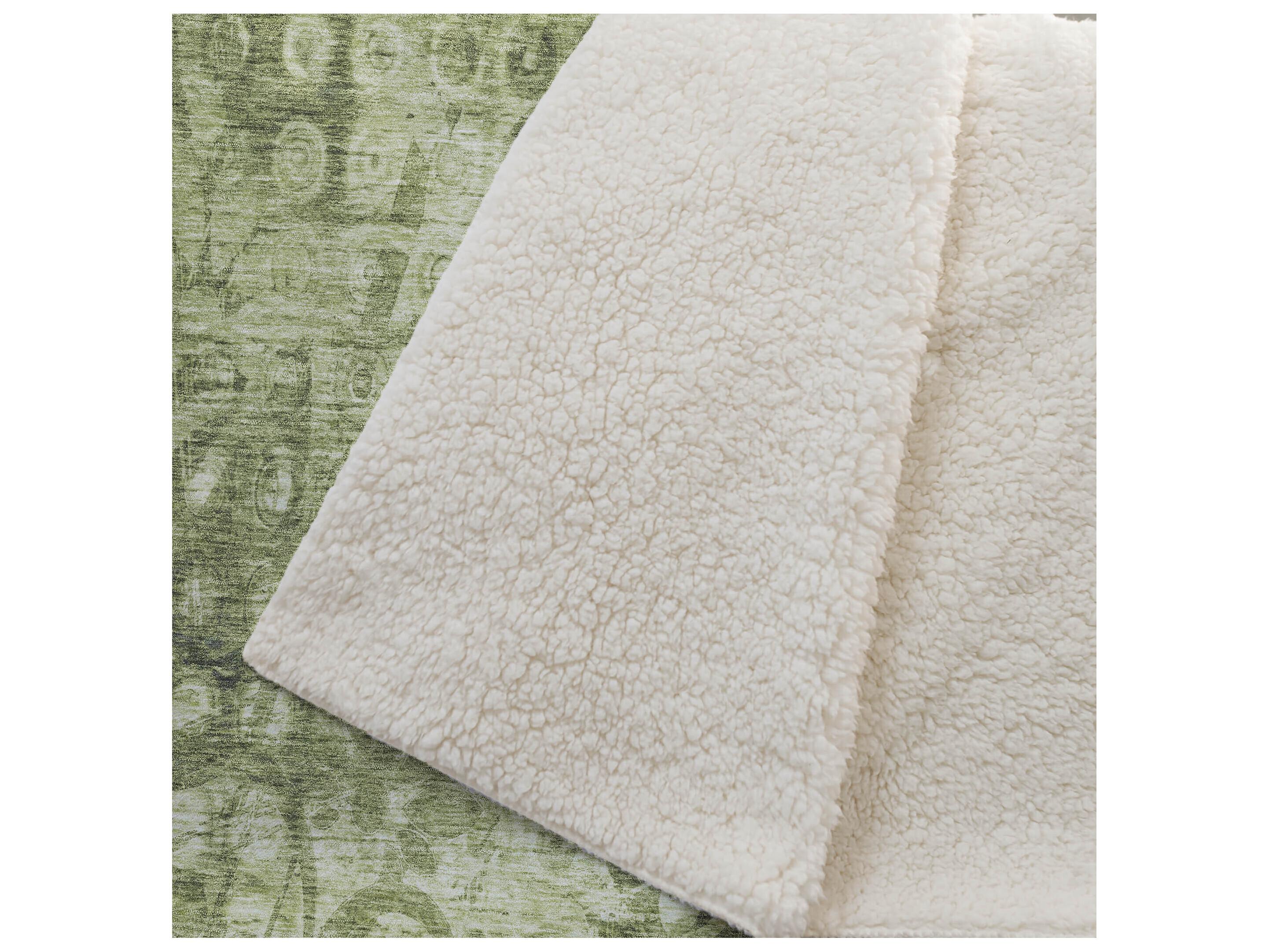 Dalyn Sherpa Green Polyester Throw