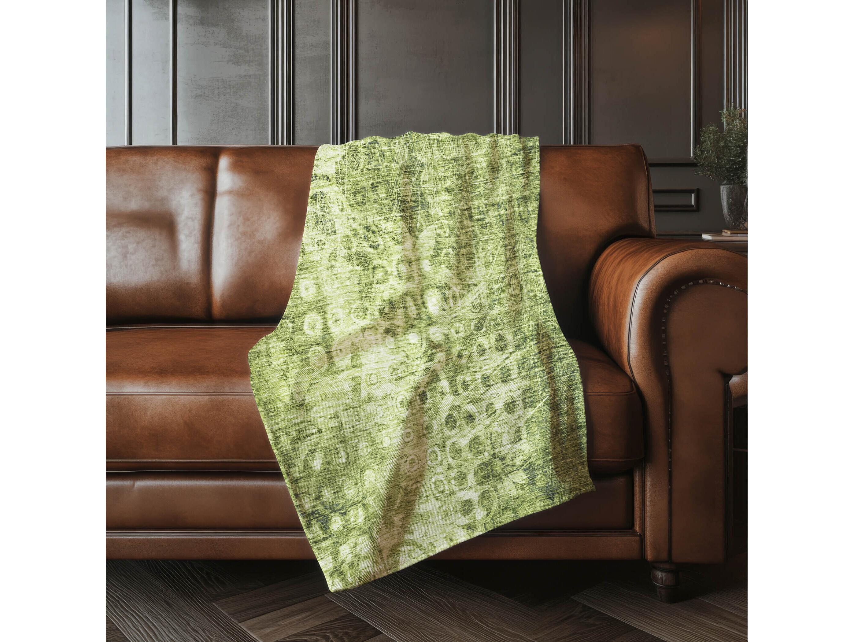 Dalyn Sherpa Green Polyester Throw