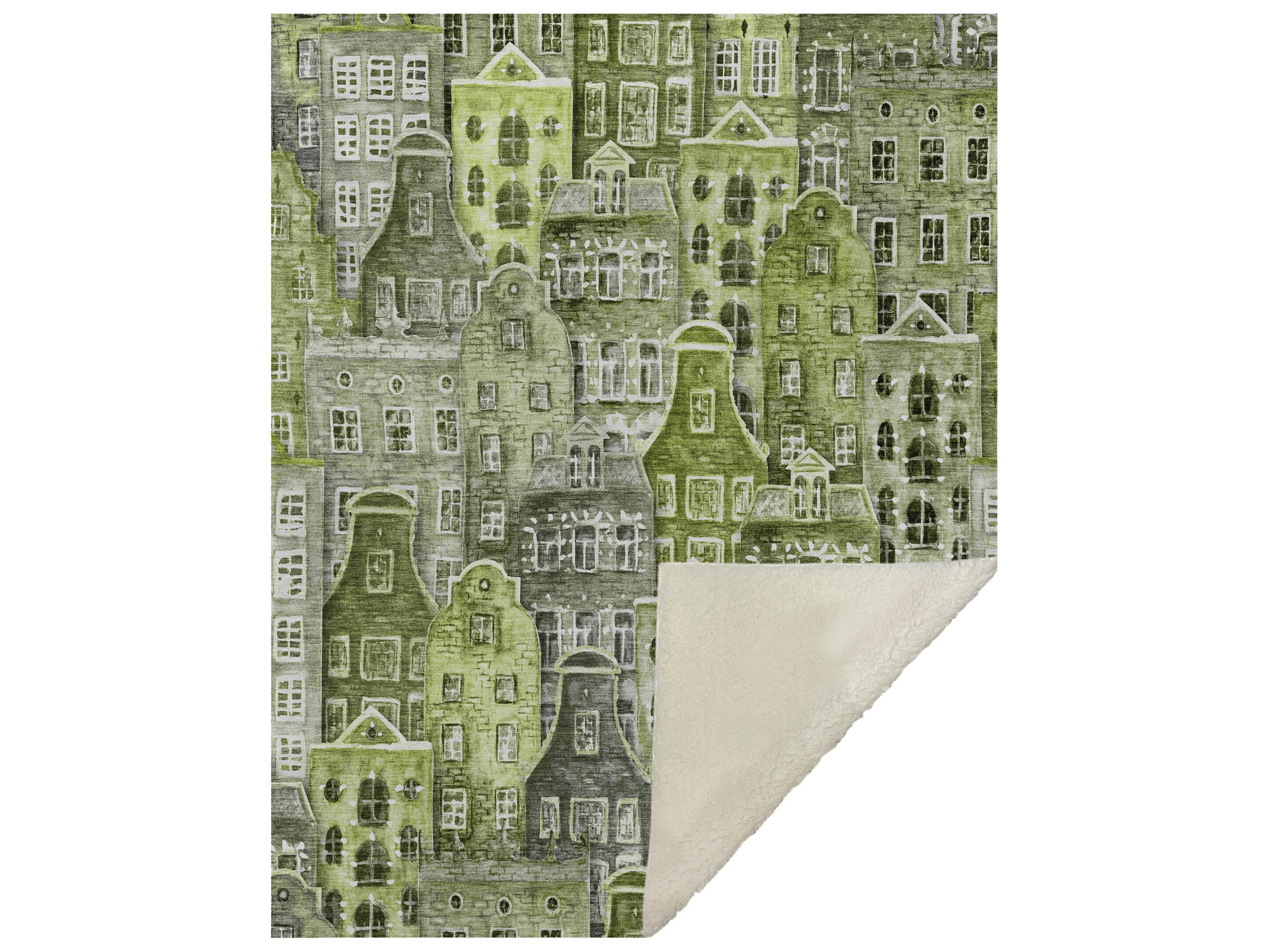 Dalyn Sherpa Green Polyester Throw