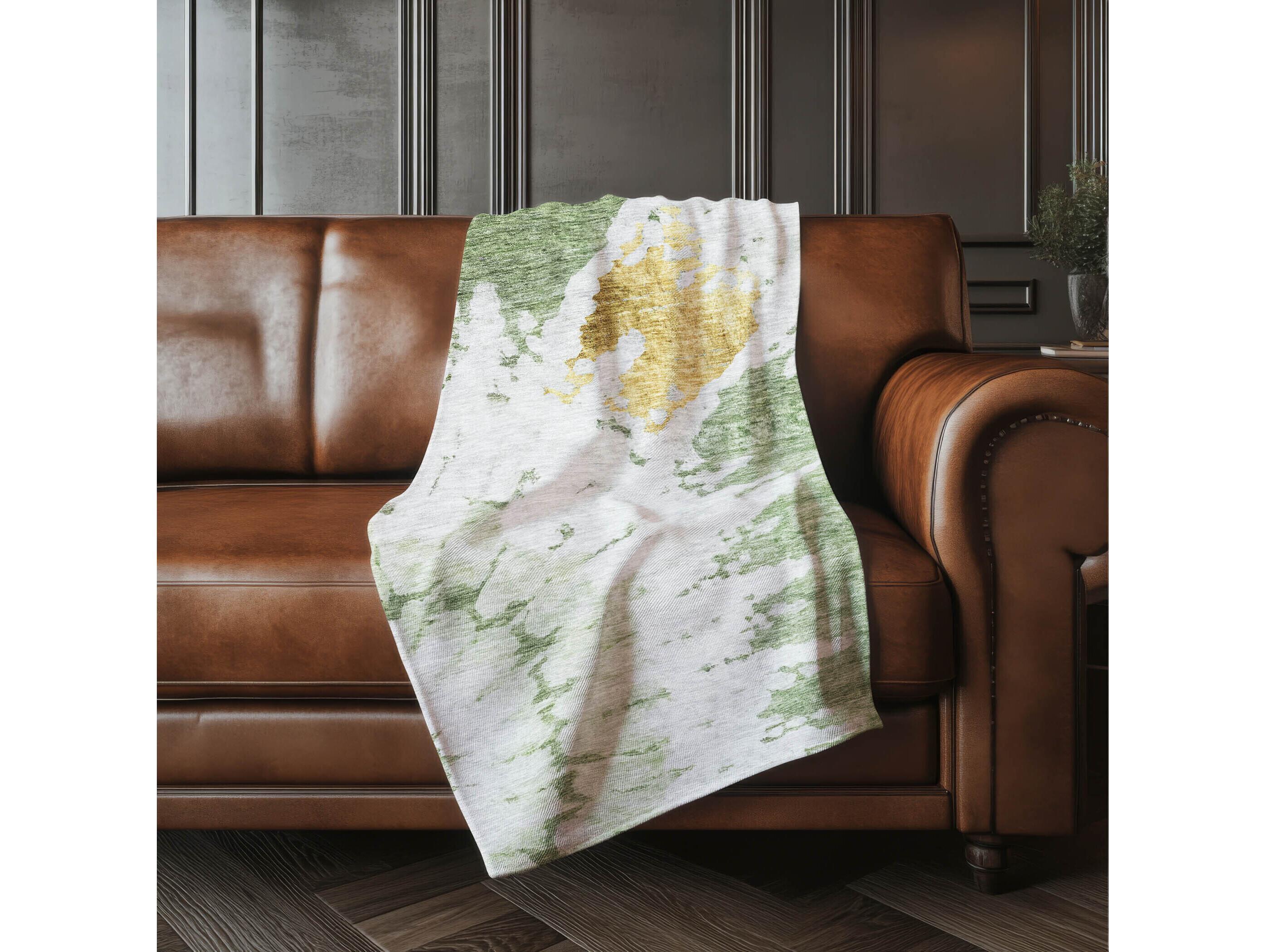 Dalyn Sherpa Green Polyester Throw