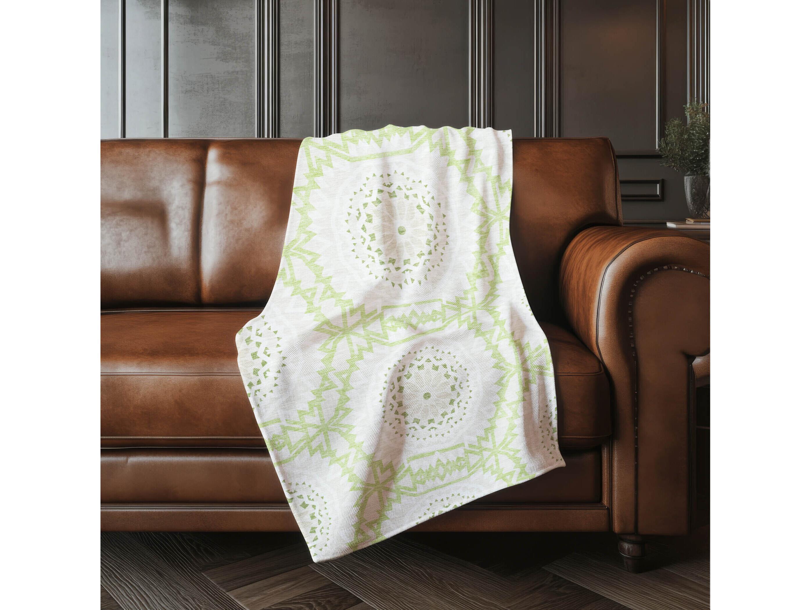 Dalyn Sherpa Green Polyester Throw