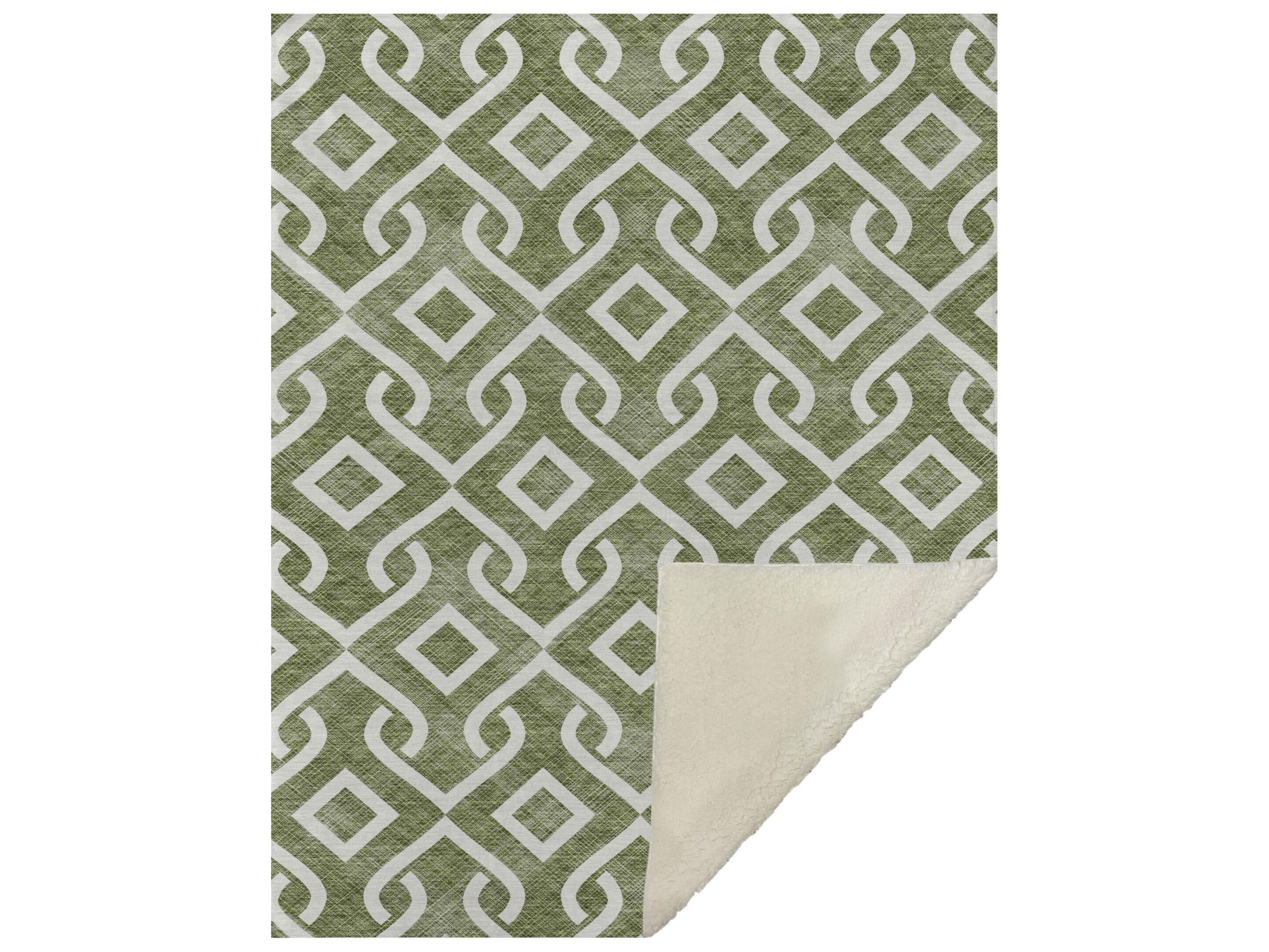 Dalyn Sherpa Green Polyester Throw