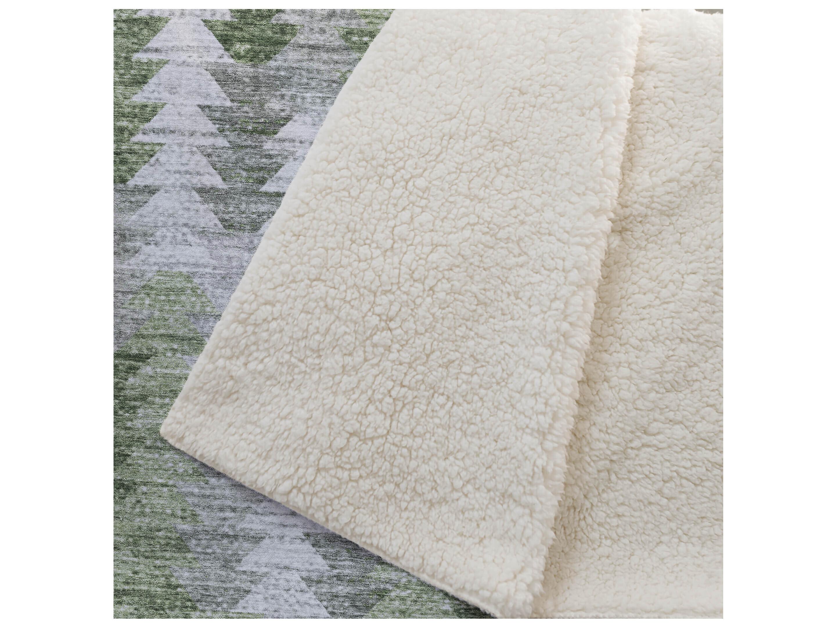 Dalyn Sherpa Green Polyester Throw