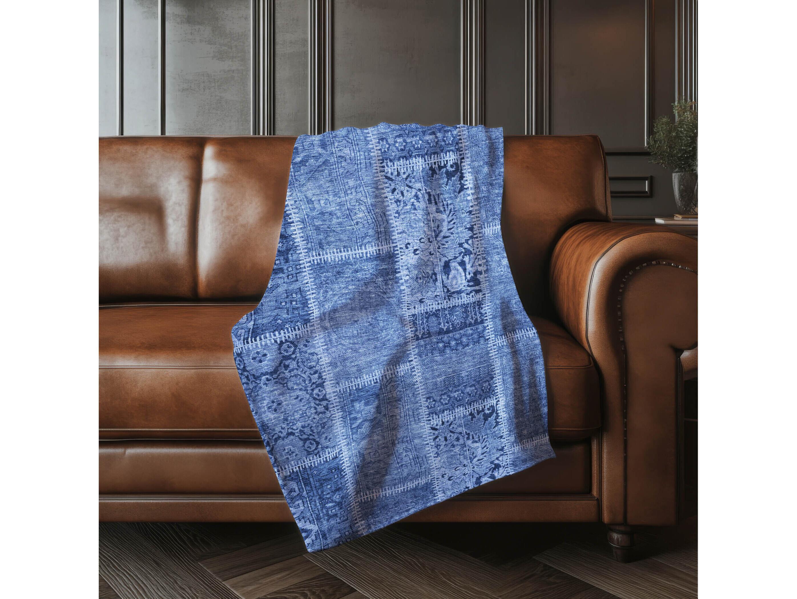 Dalyn Sherpa Blue Polyester Throw