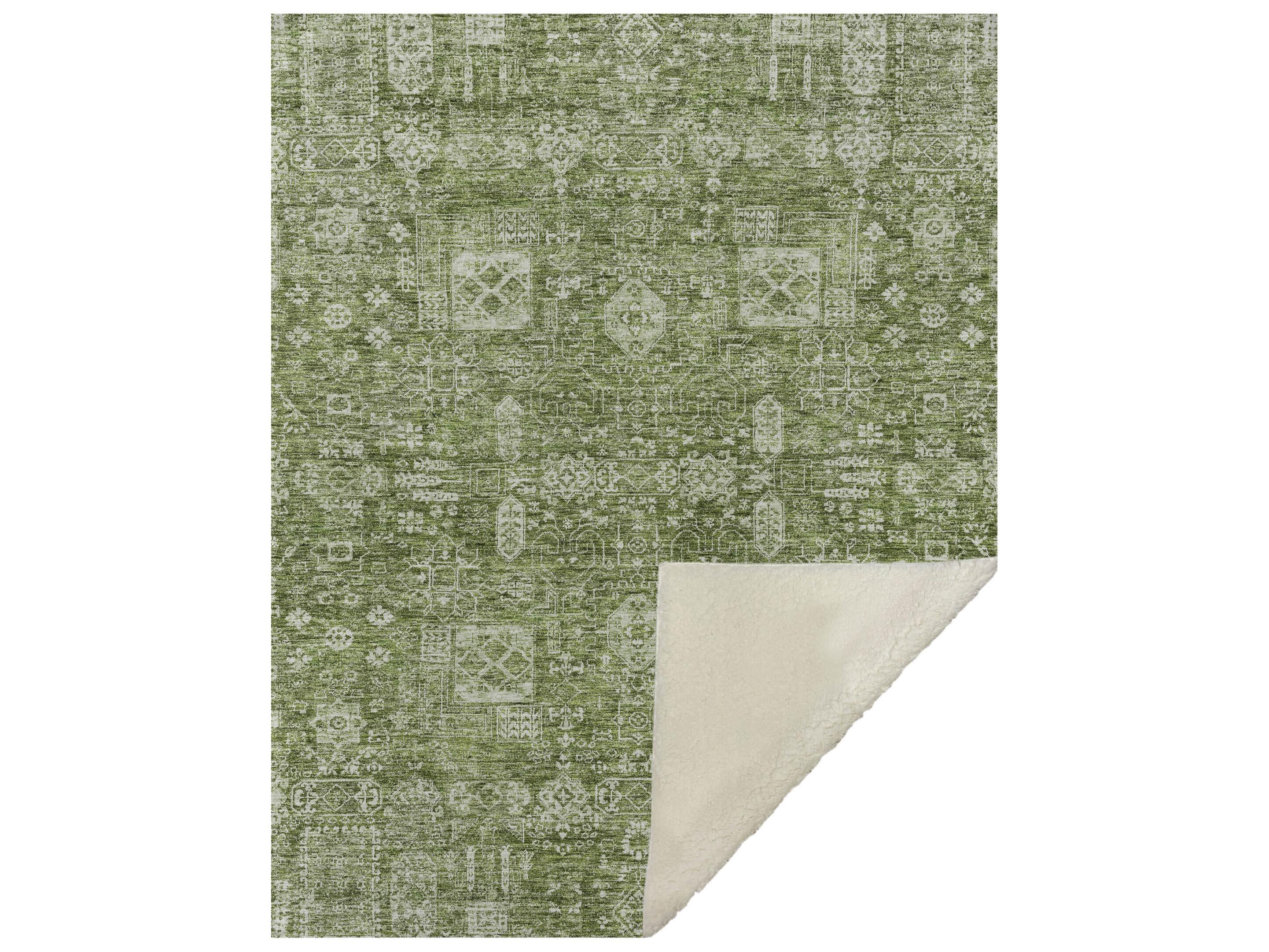Dalyn Sherpa Green Polyester Throw