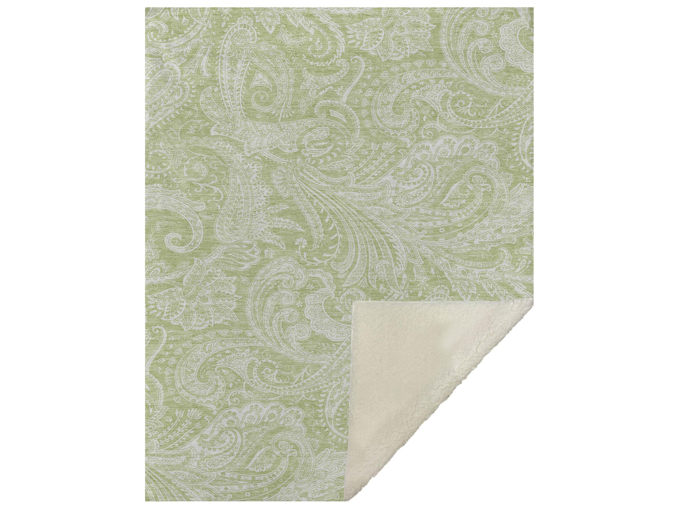 Dalyn Sherpa Green Polyester Throw